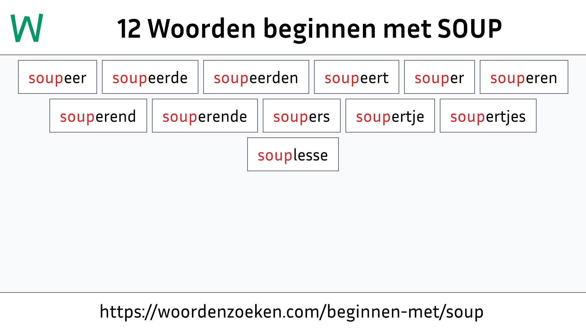 Woorden beginnen met SOUP