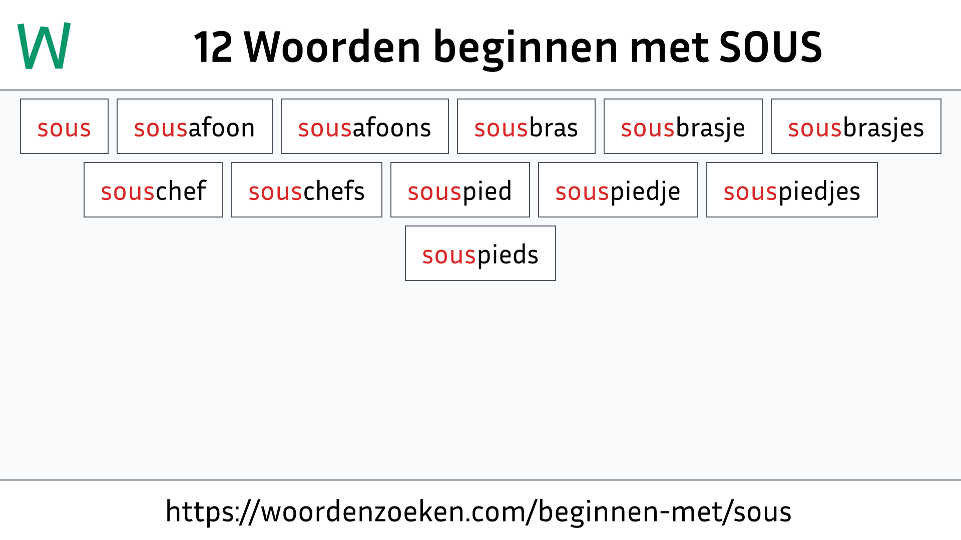 Woorden beginnen met SOUS