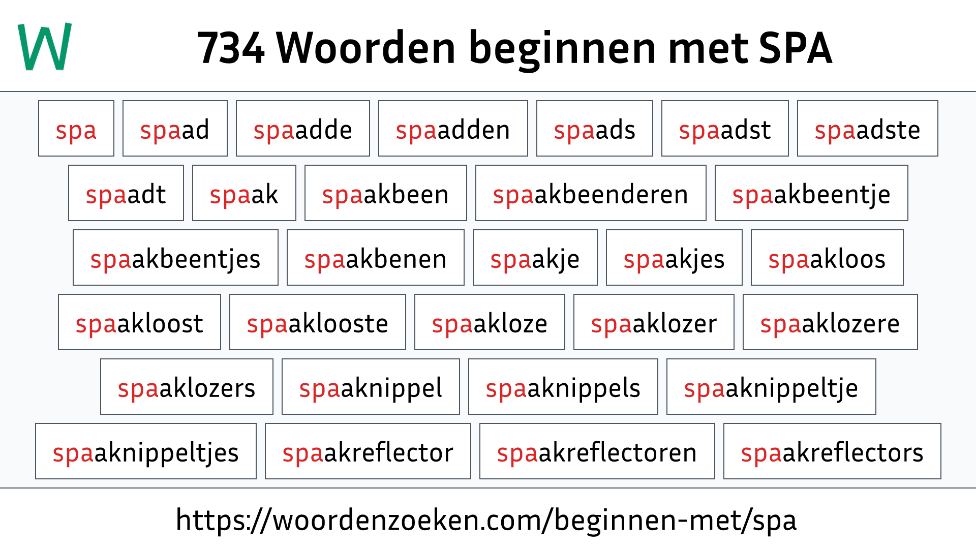 Woorden beginnen met SPA