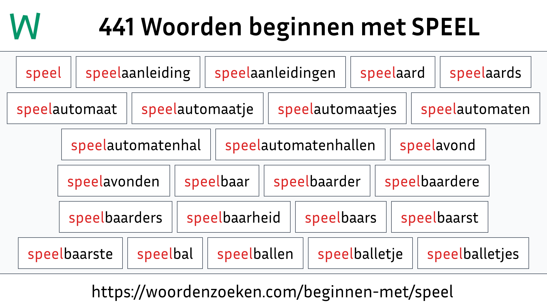 Woorden beginnen met SPEEL
