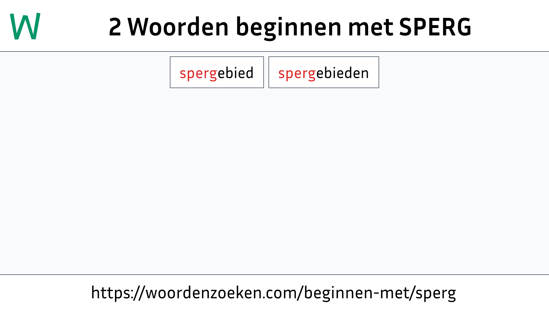 Woorden beginnen met SPERG