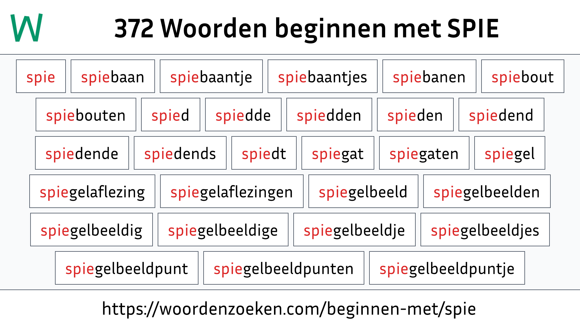 Woorden beginnen met SPIE