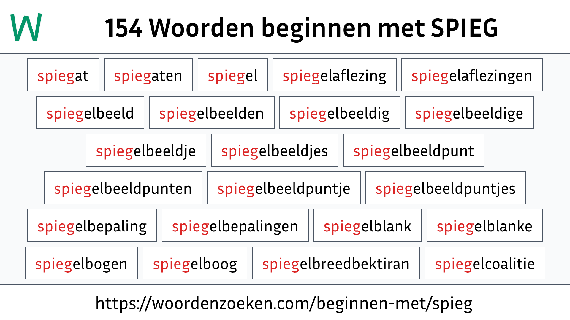 Woorden beginnen met SPIEG