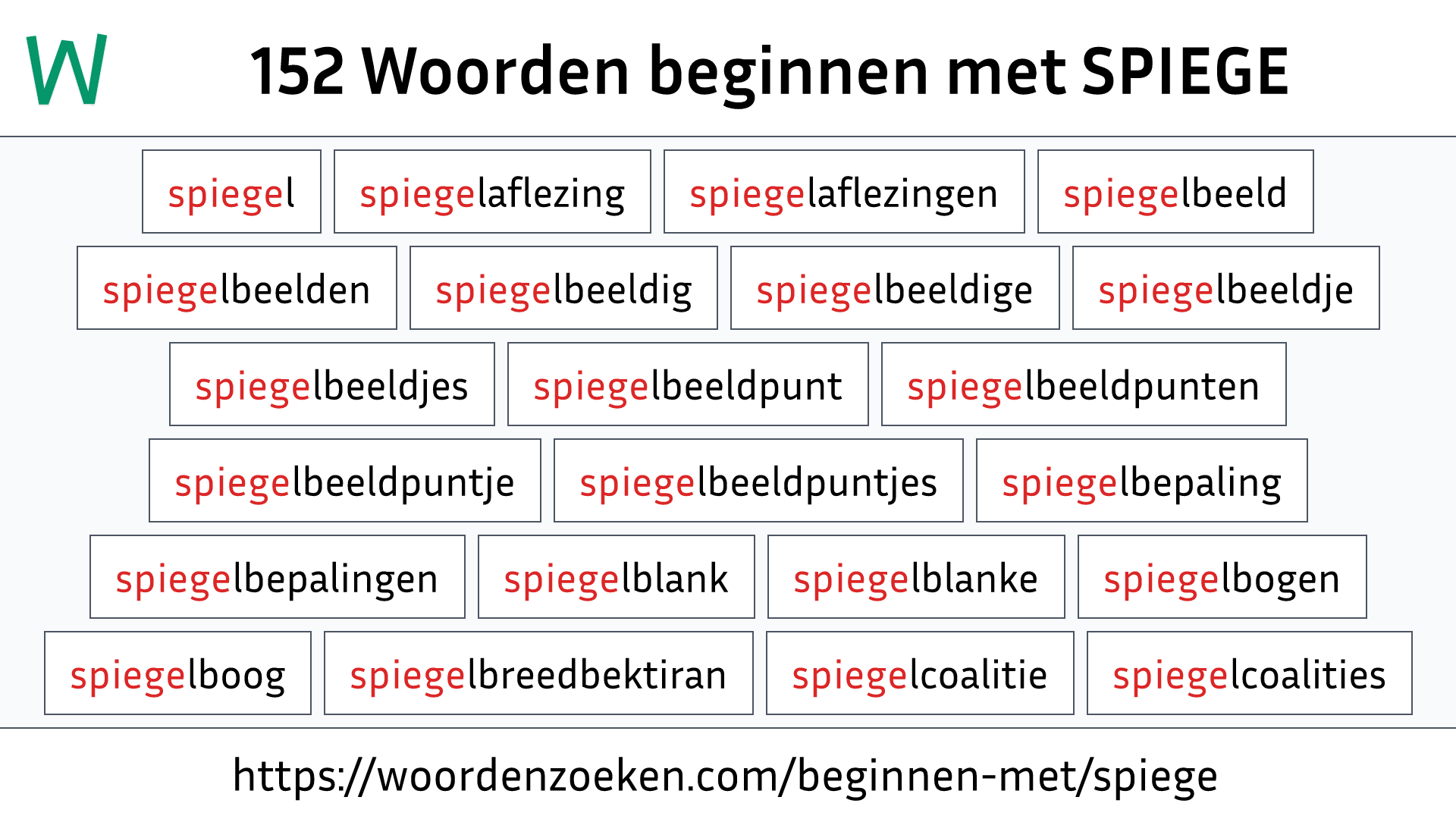 Woorden beginnen met SPIEGE