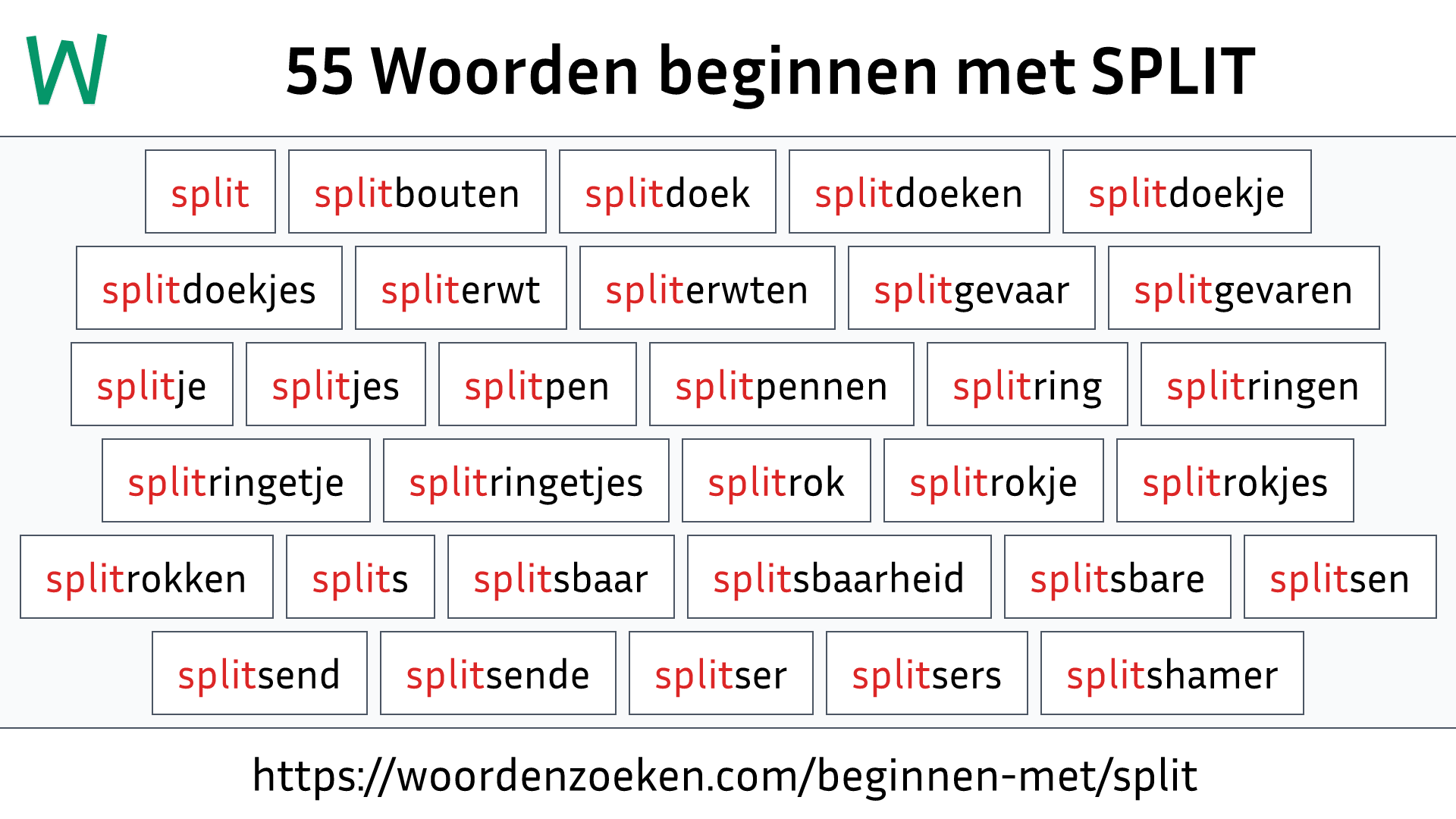 Woorden beginnen met SPLIT