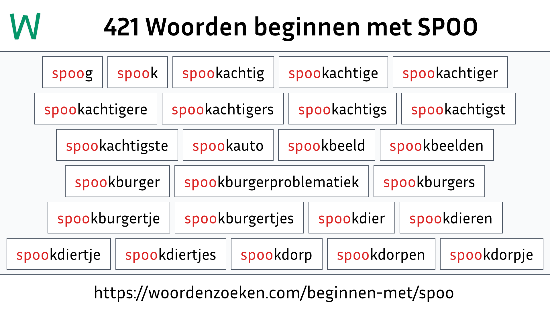 Woorden beginnen met SPOO