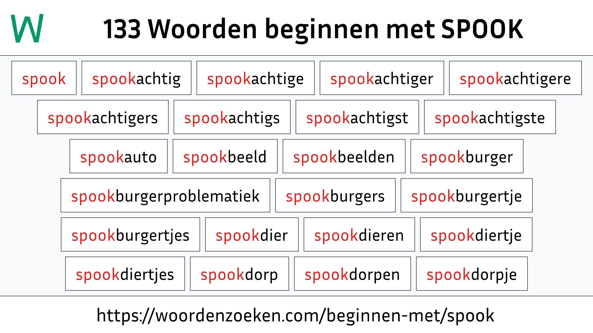 Woorden beginnen met SPOOK