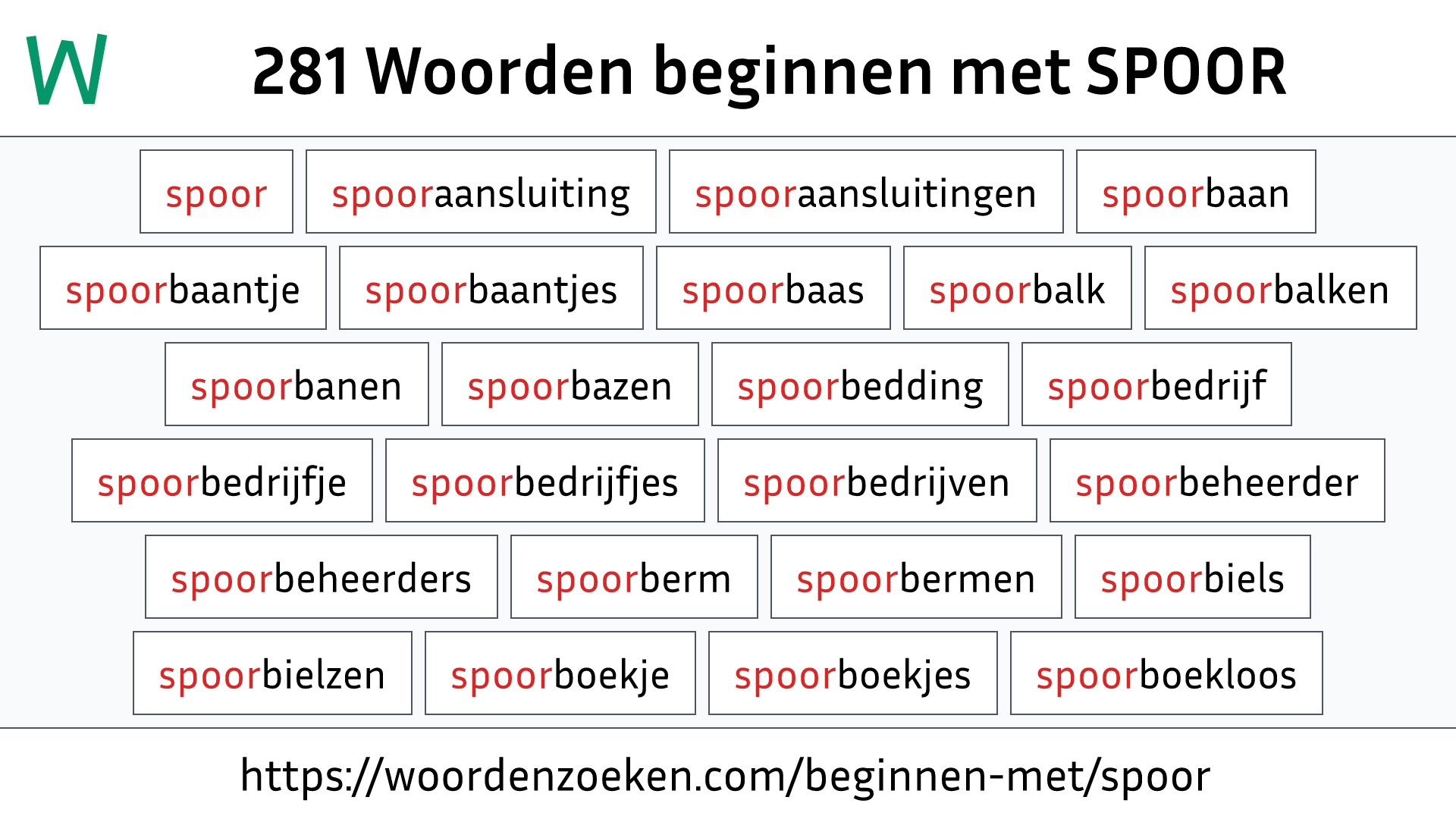 Woorden beginnen met SPOOR