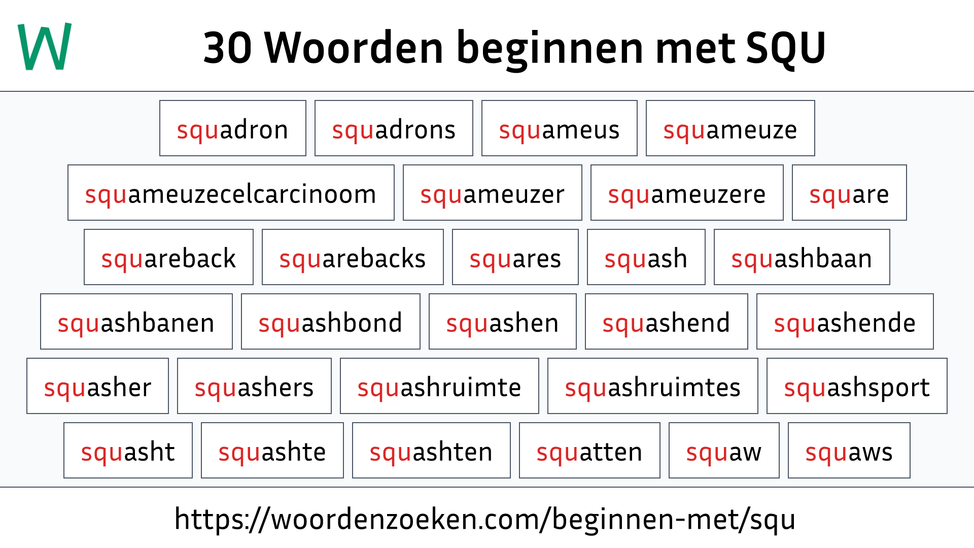 Woorden beginnen met SQU