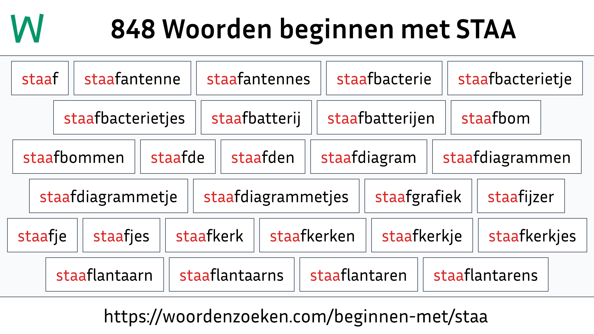 Woorden beginnen met STAA