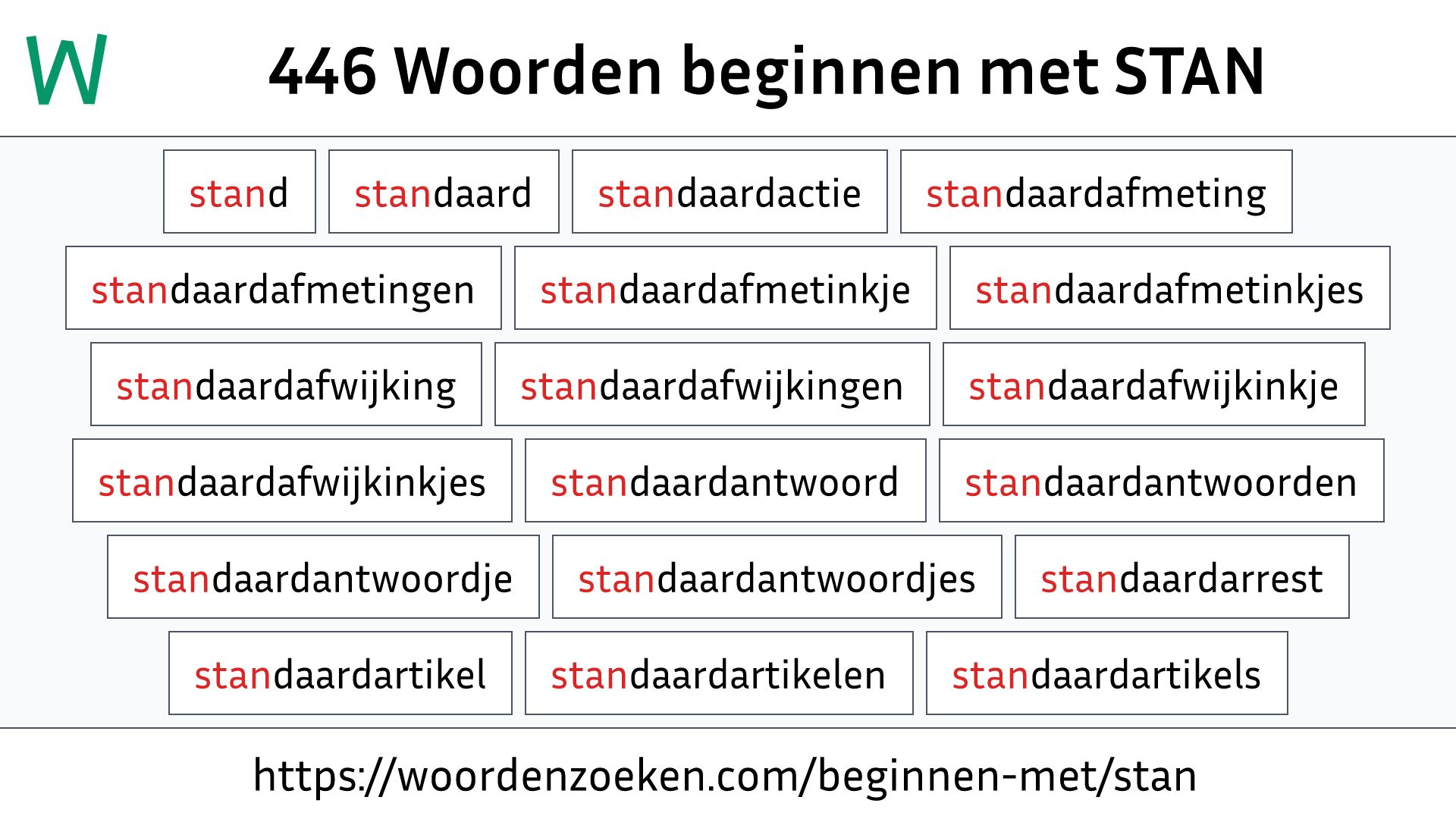 Woorden beginnen met STAN