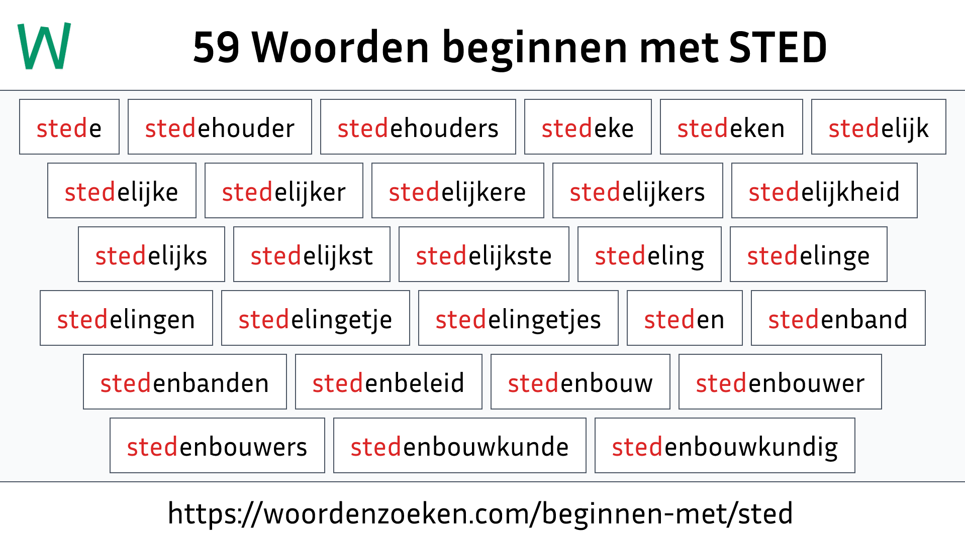 Woorden beginnen met STED