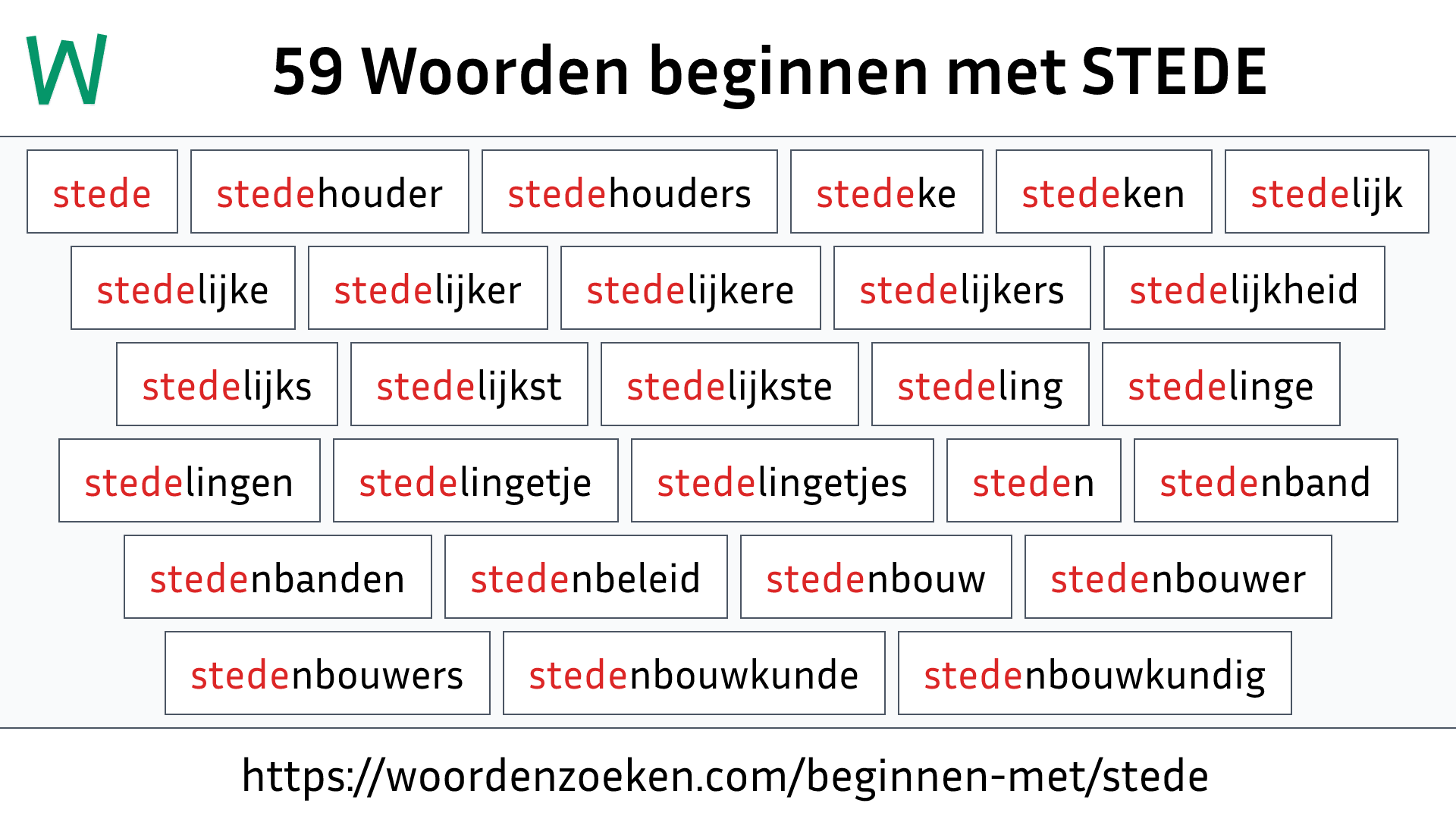 Woorden beginnen met STEDE