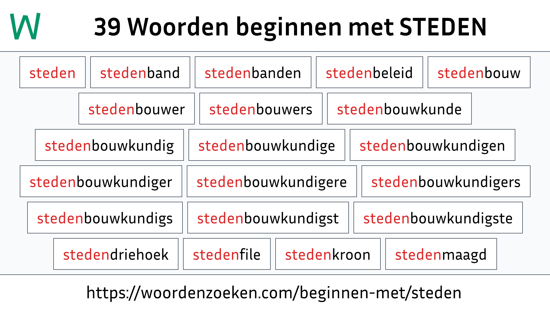 Woorden beginnen met STEDEN