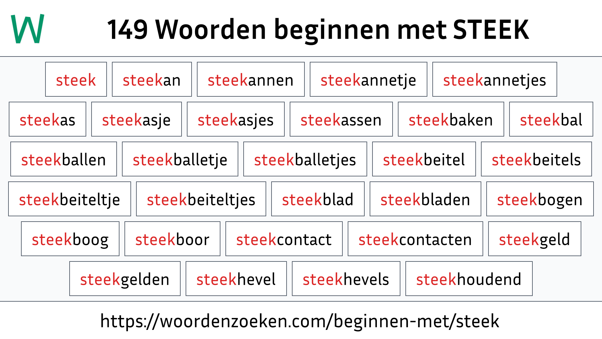 Woorden beginnen met STEEK