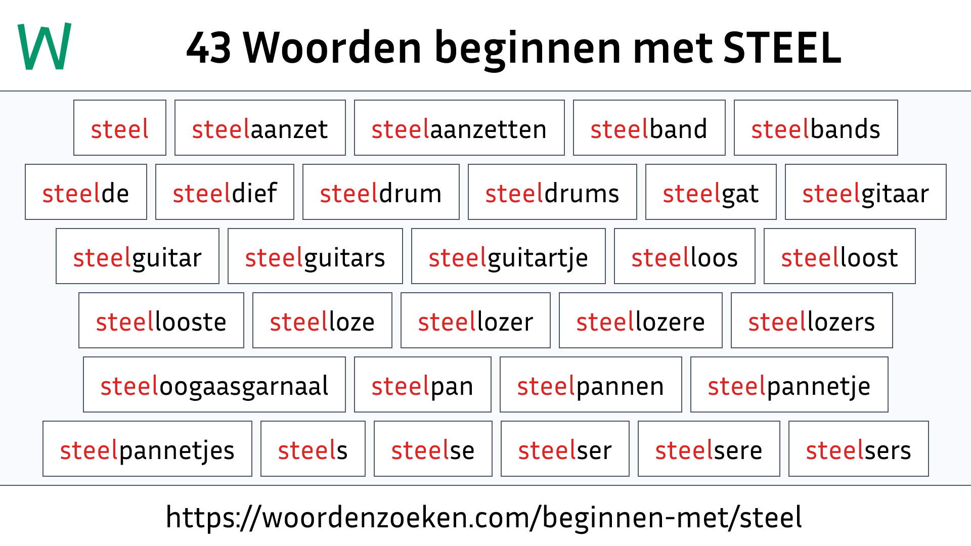 Woorden beginnen met STEEL