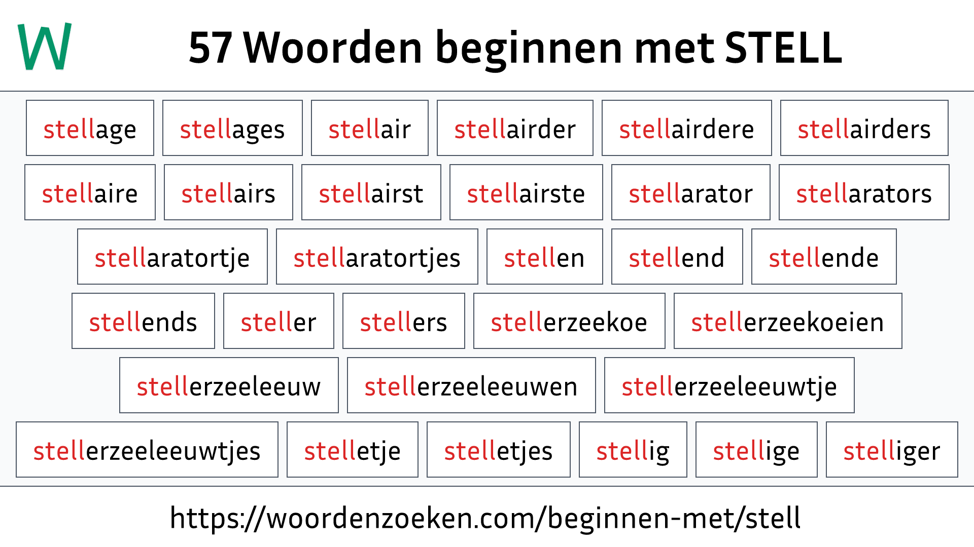 Woorden beginnen met STELL