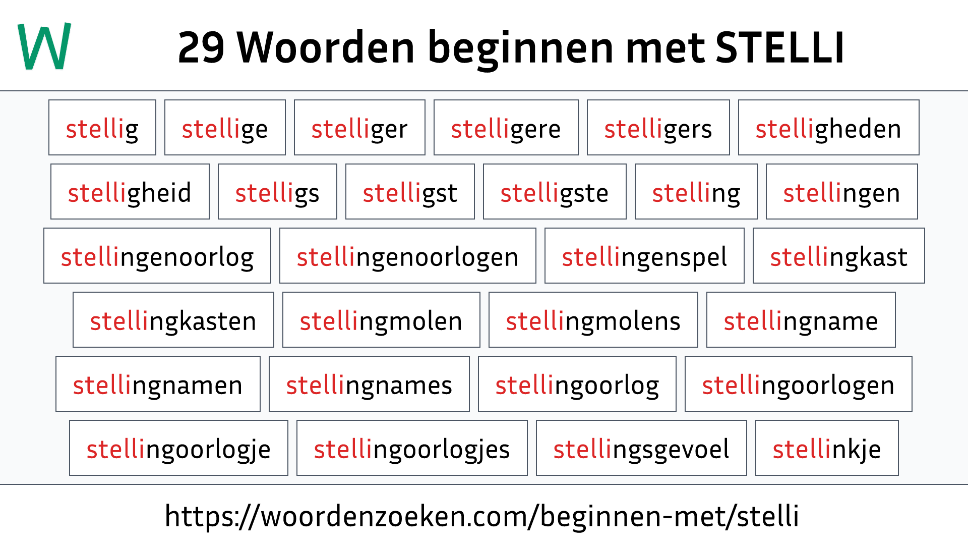 Woorden beginnen met STELLI