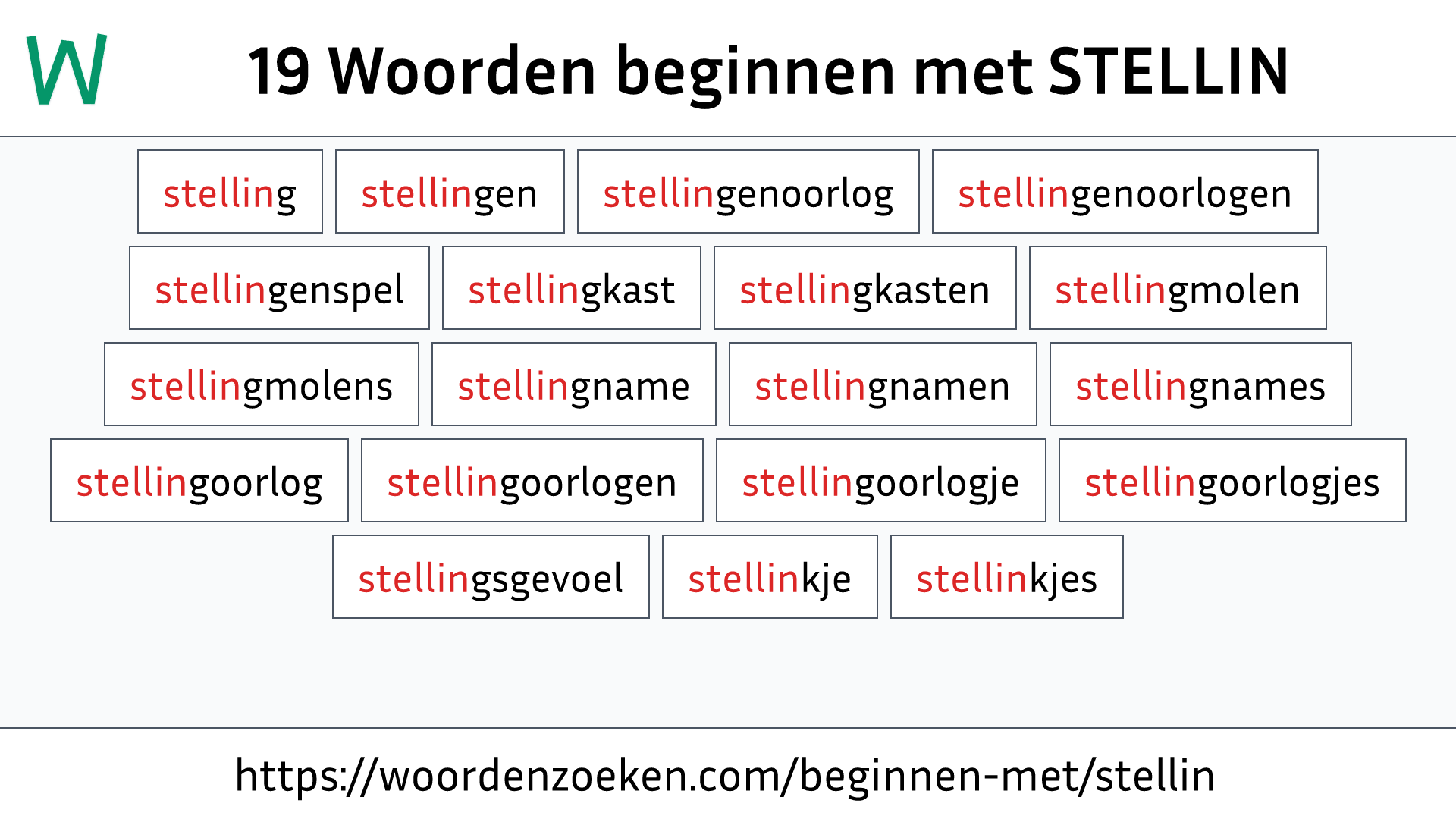 Woorden beginnen met STELLIN