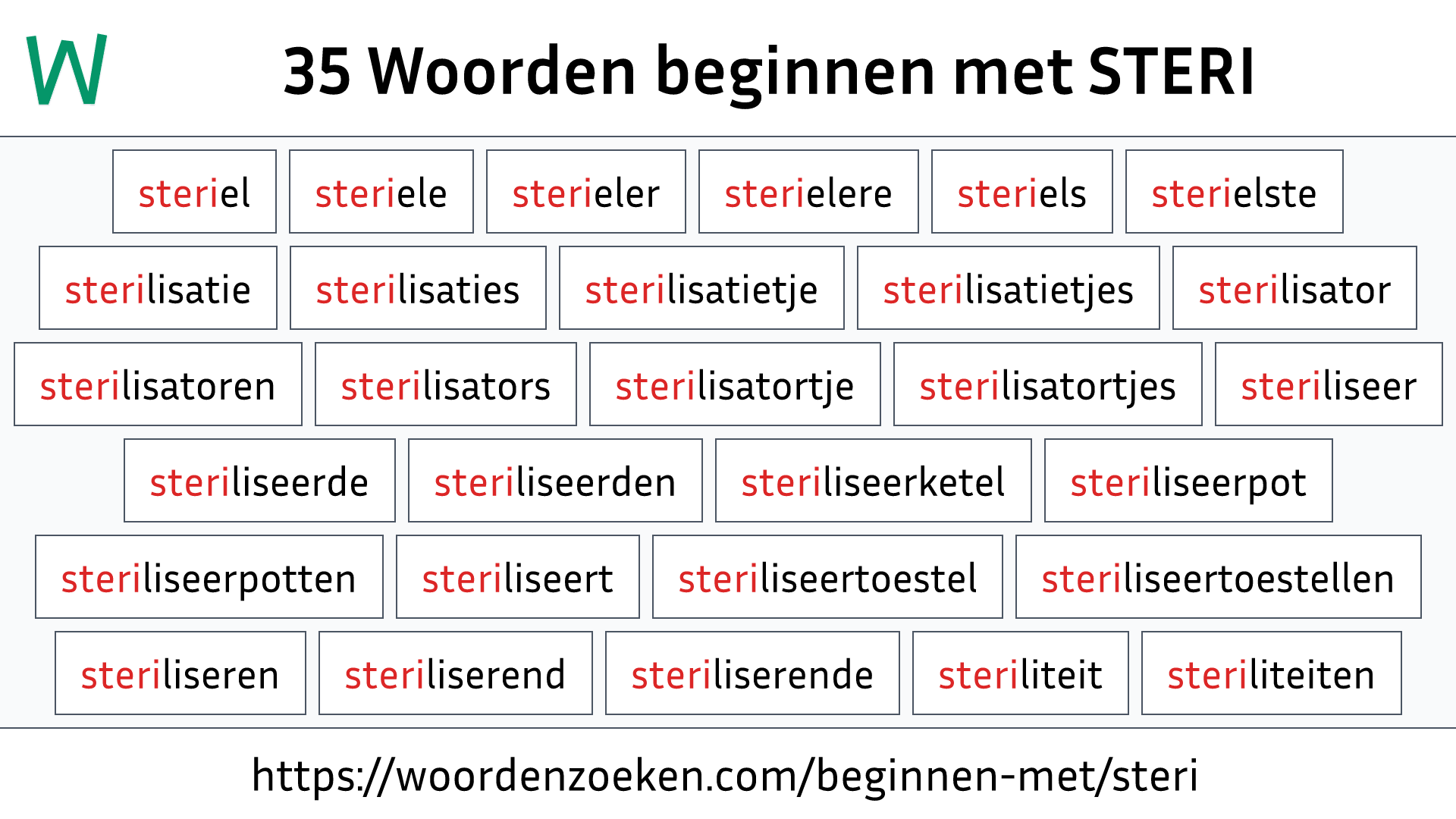 Woorden beginnen met STERI