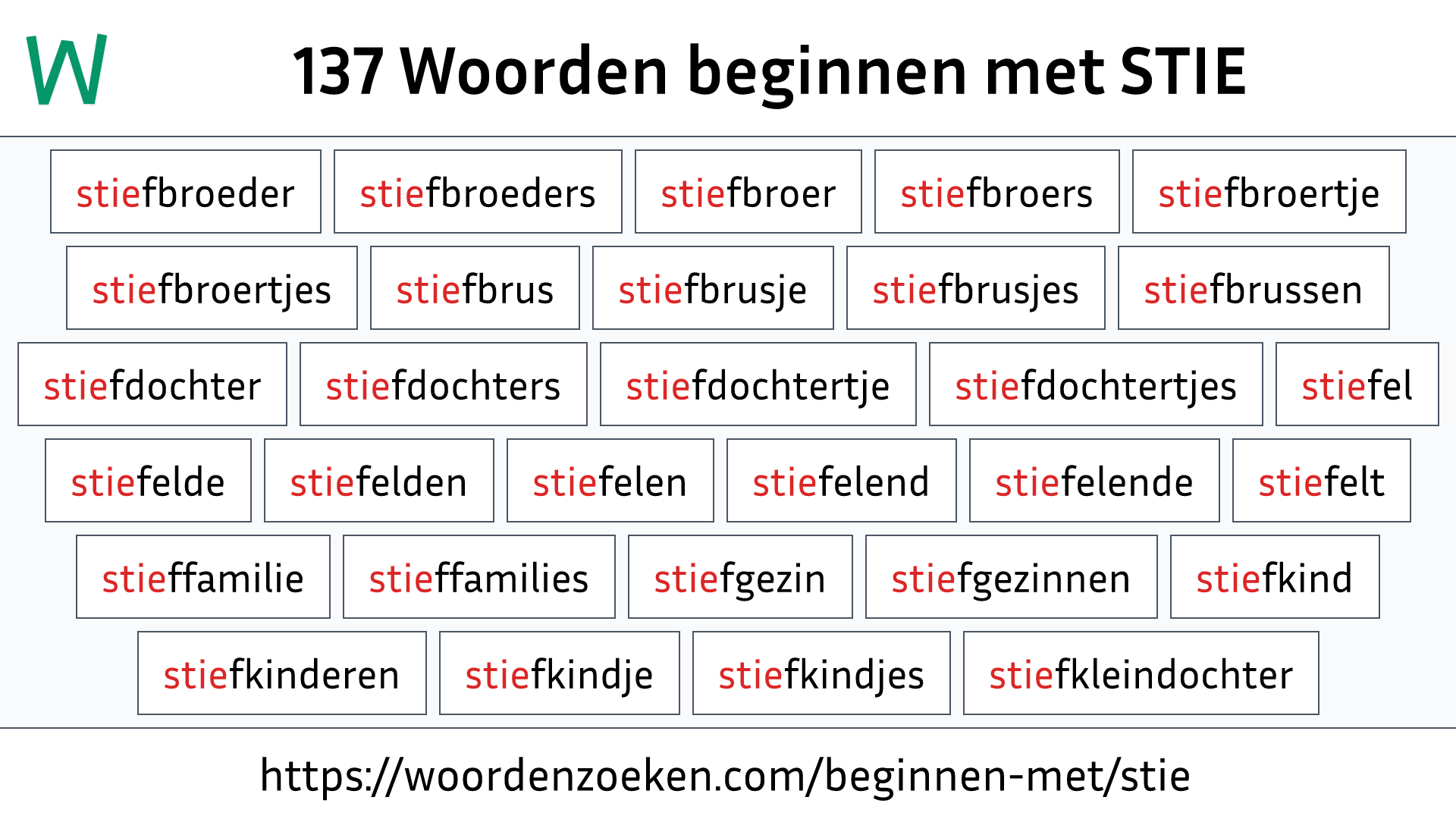 Woorden beginnen met STIE