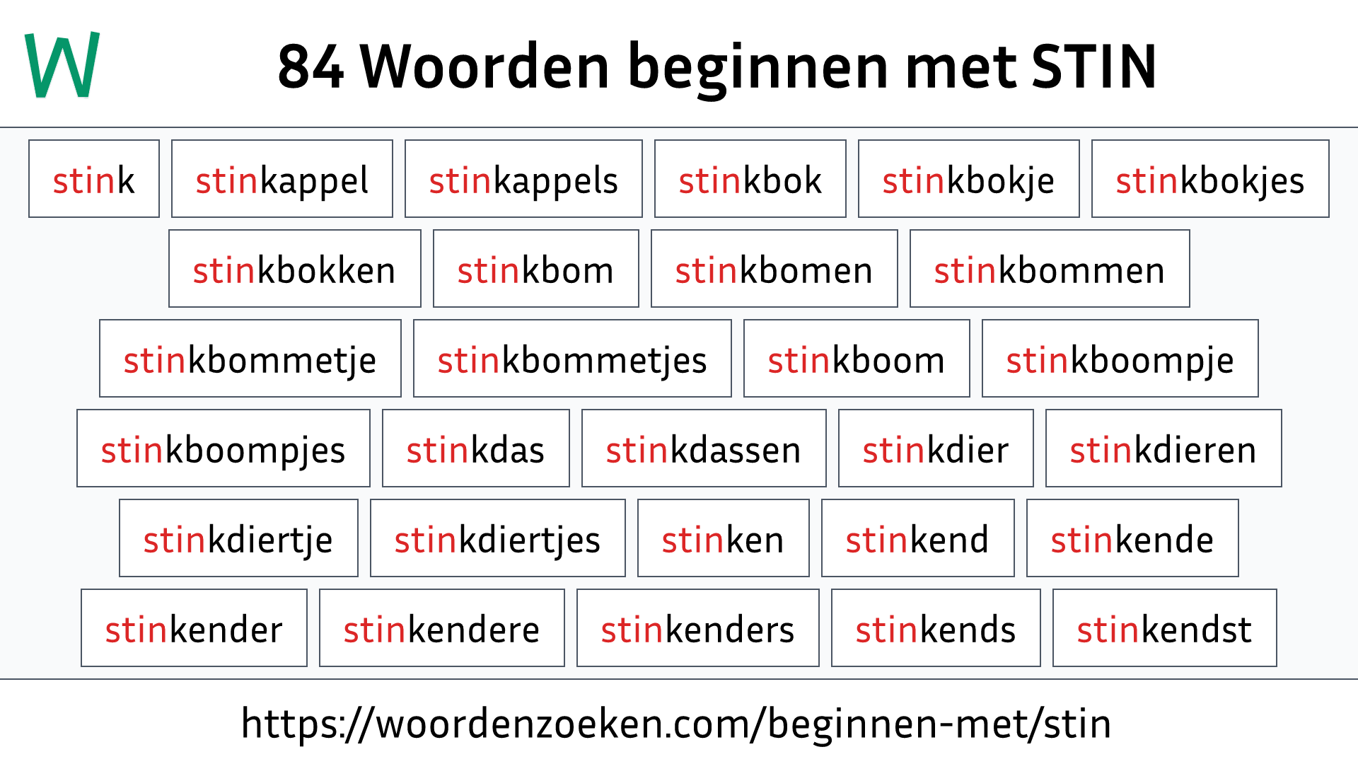 Woorden beginnen met STIN