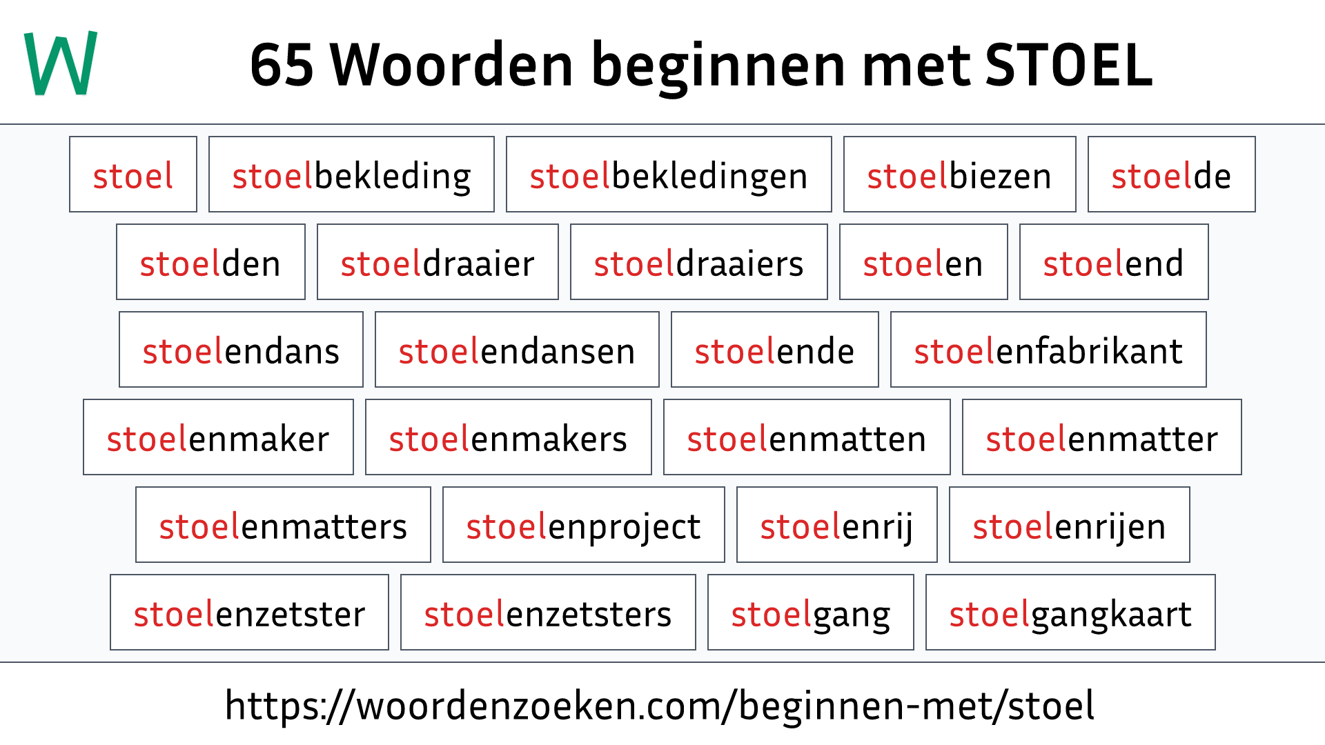 Woorden beginnen met STOEL