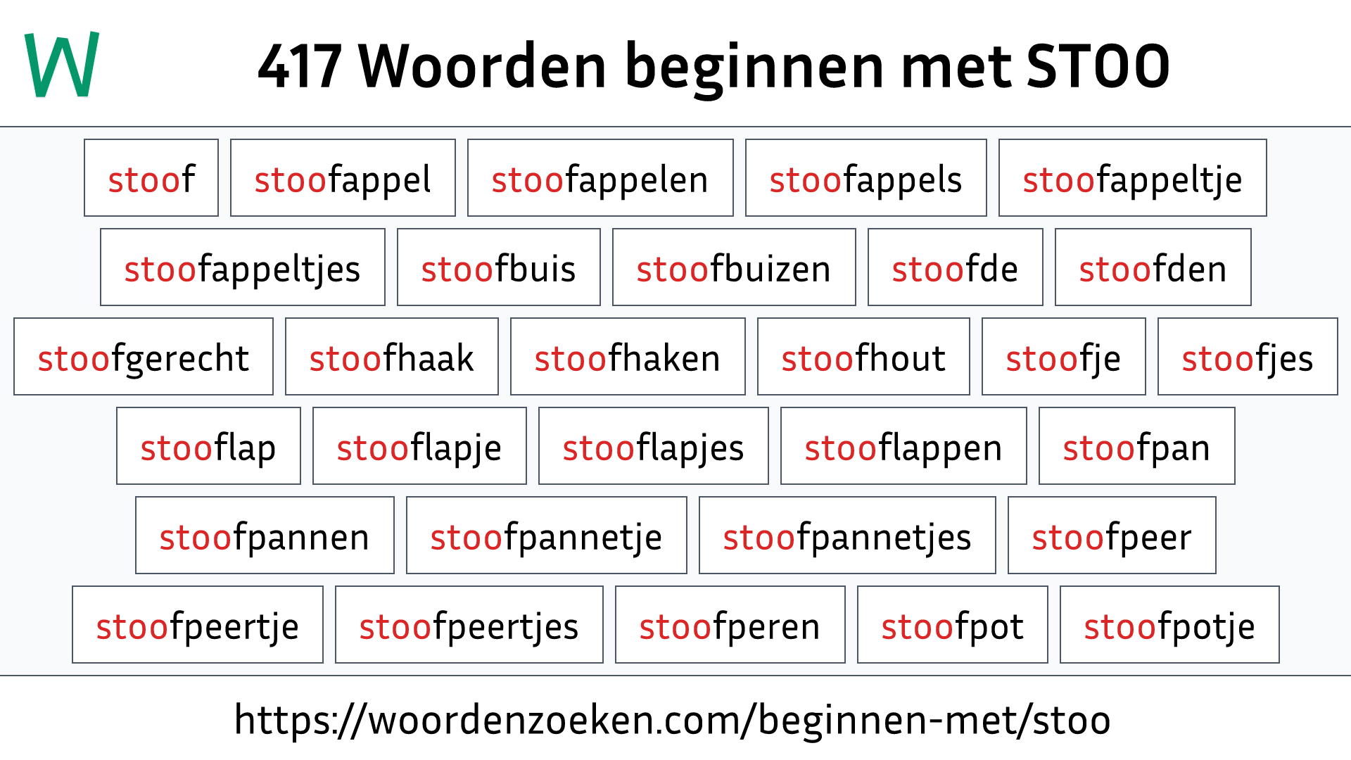 Woorden beginnen met STOO