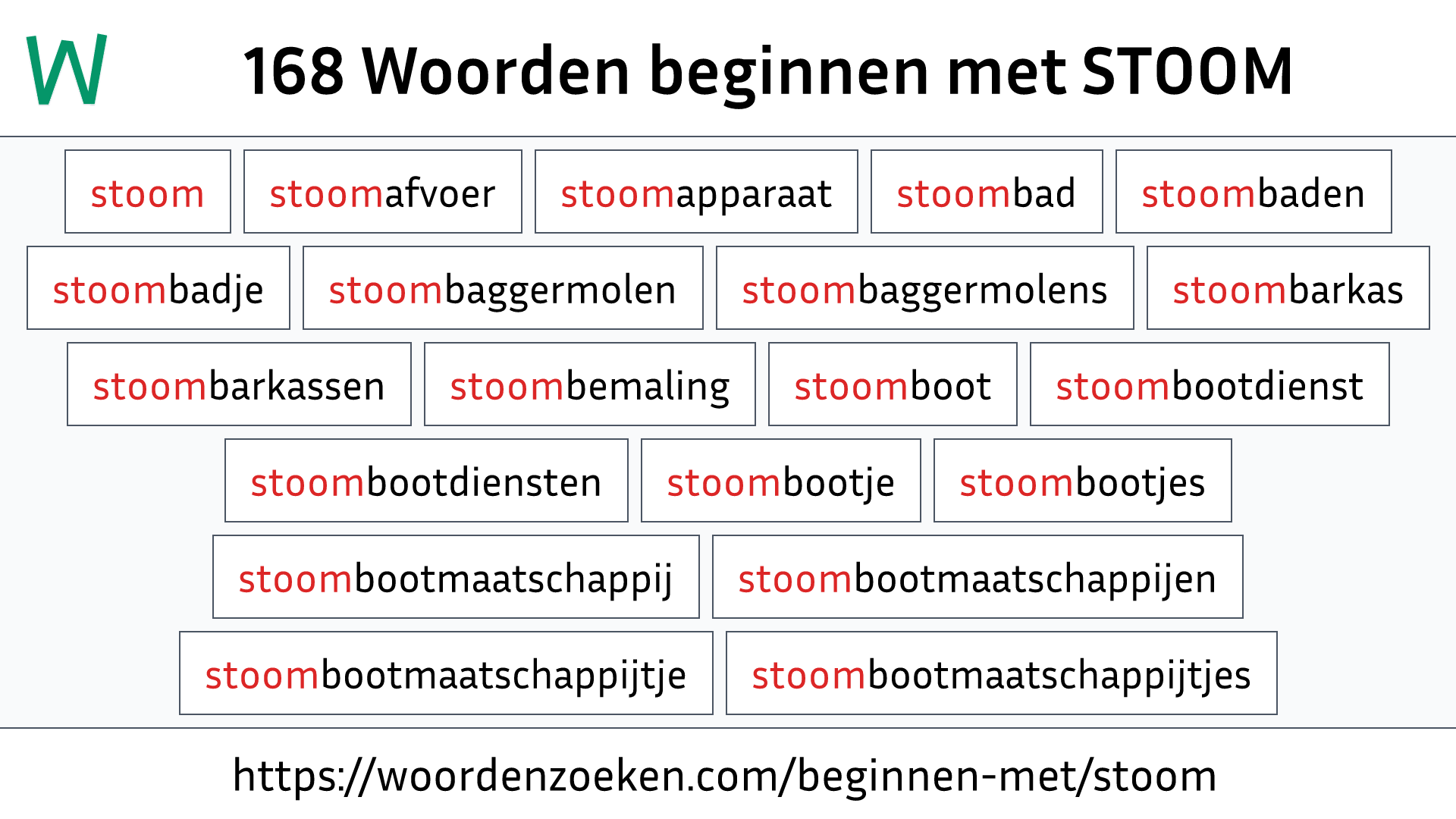 Woorden beginnen met STOOM