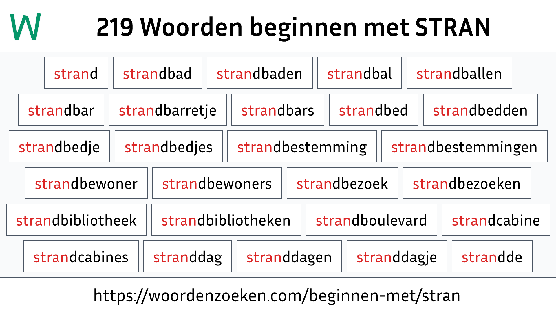 Woorden beginnen met STRAN