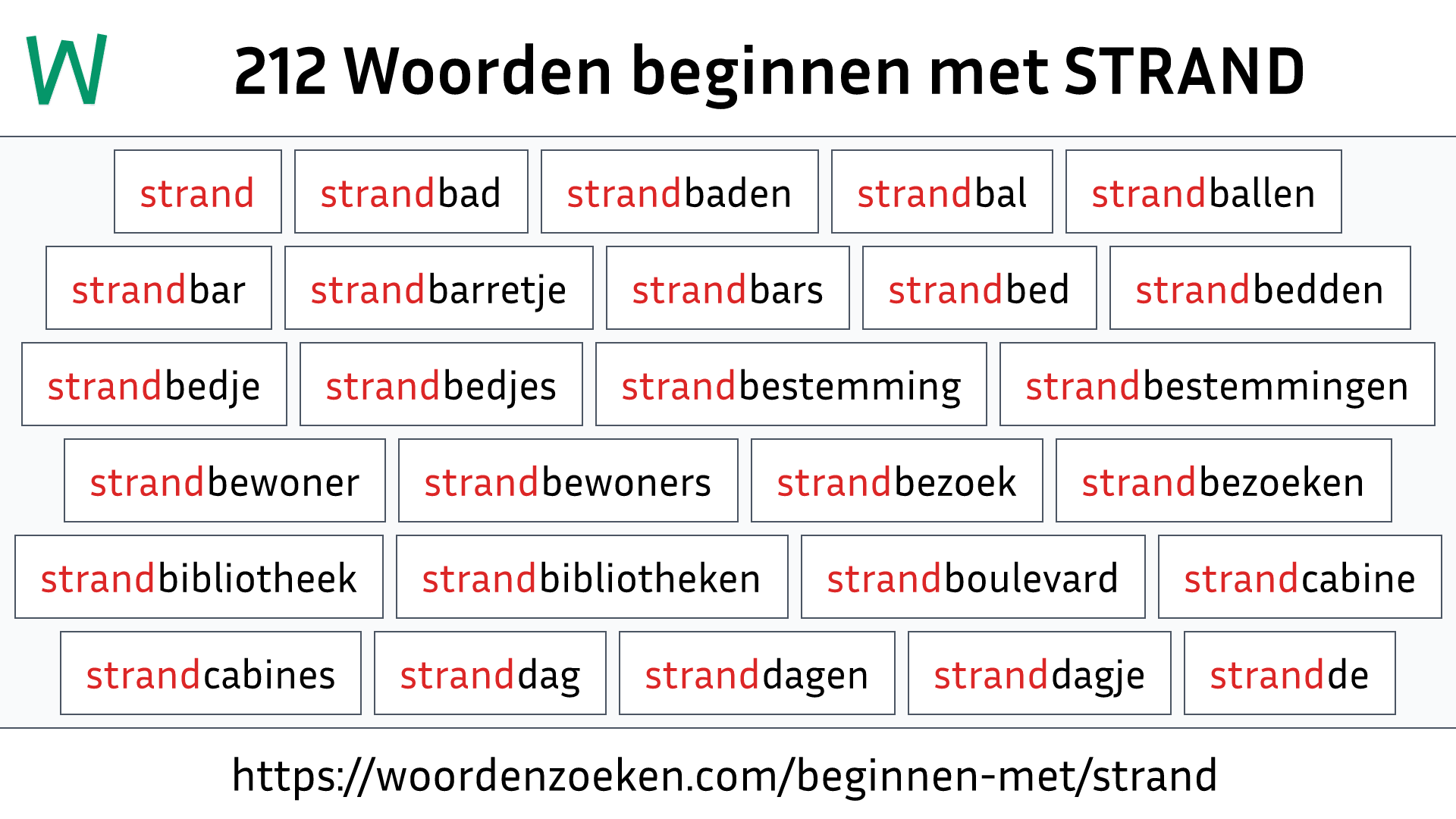 Woorden beginnen met STRAND