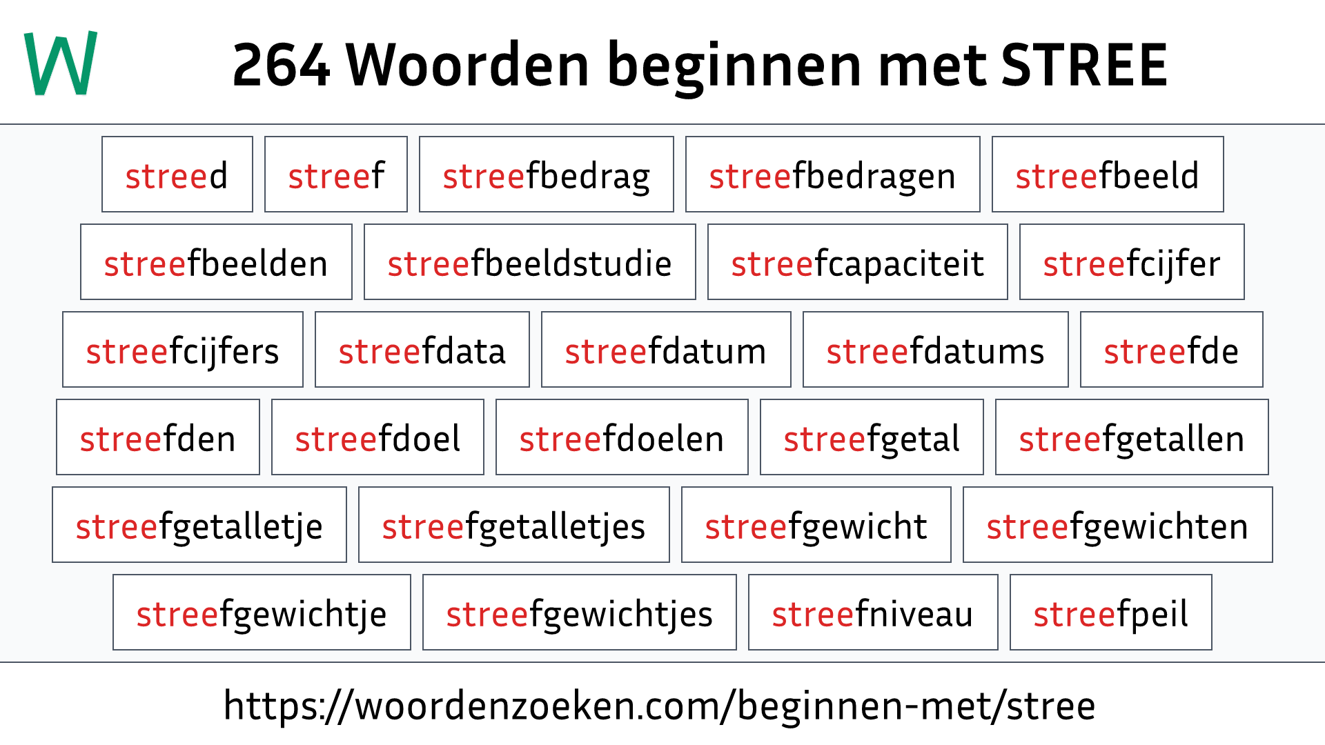 Woorden beginnen met STREE