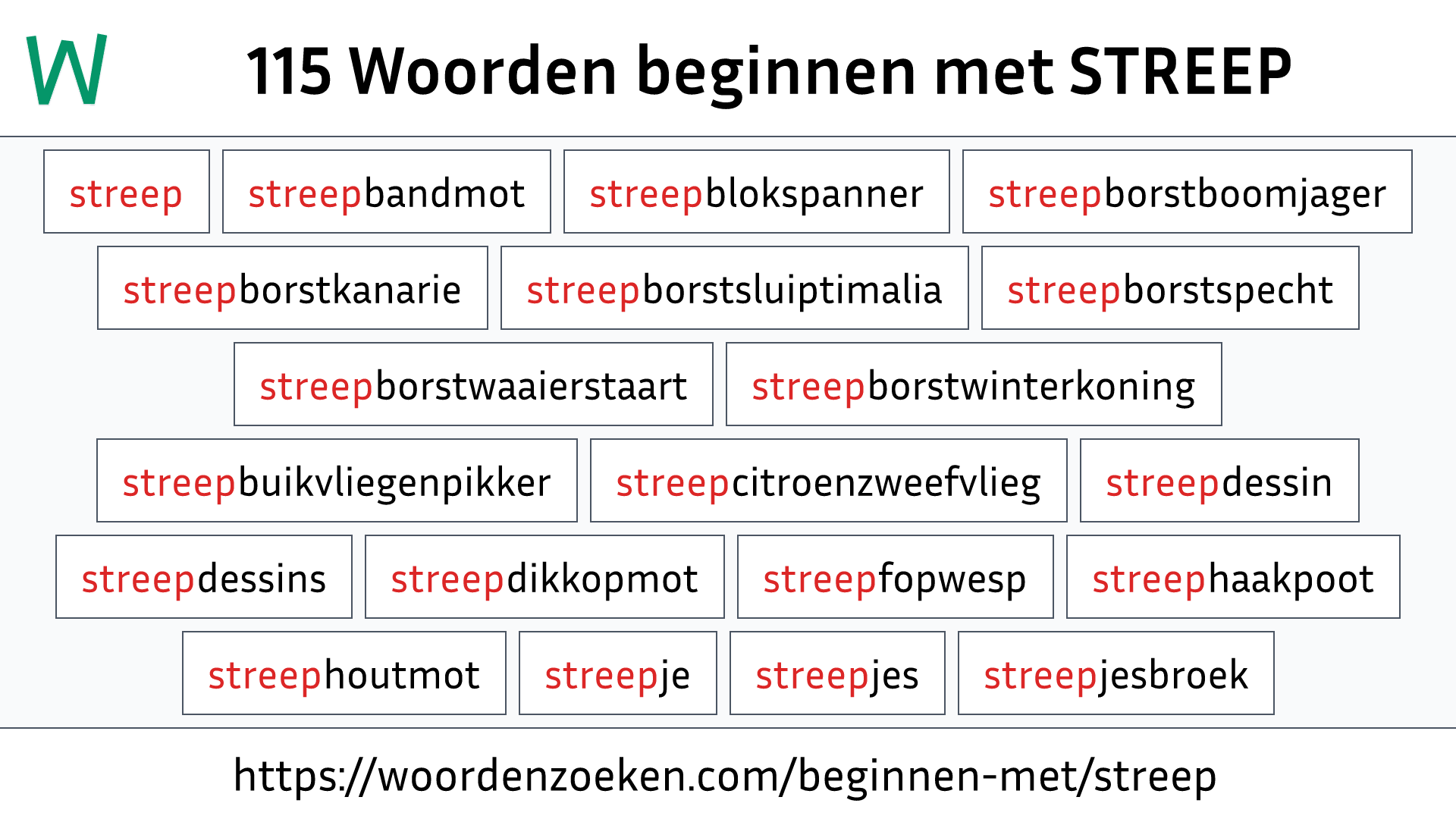 Woorden beginnen met STREEP