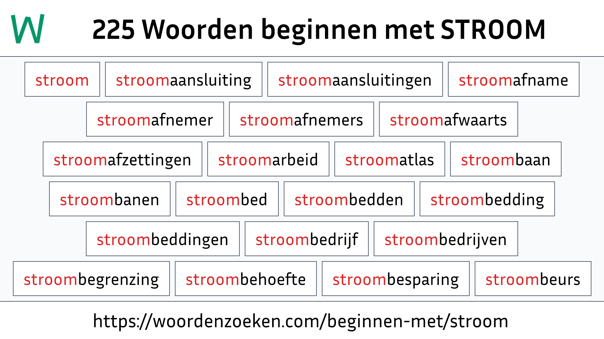 Woorden beginnen met STROOM