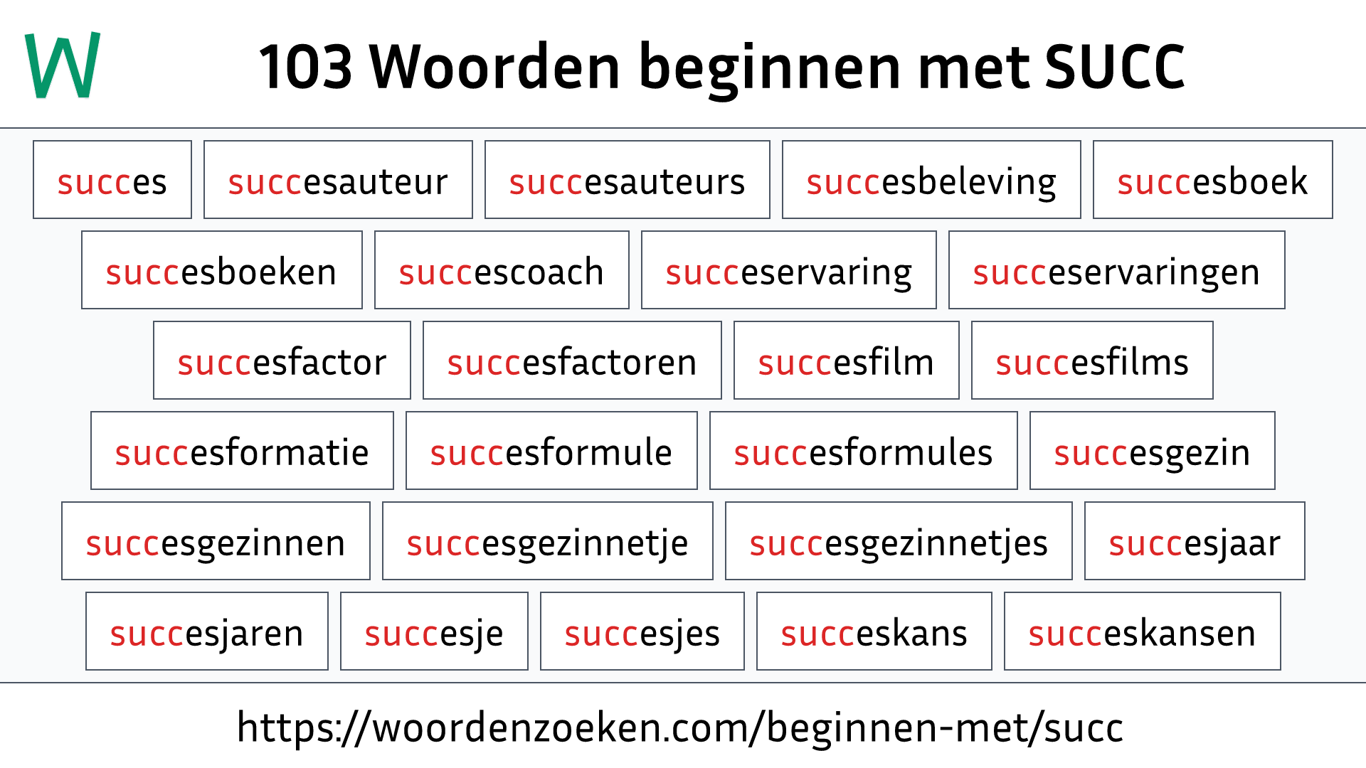 Woorden beginnen met SUCC