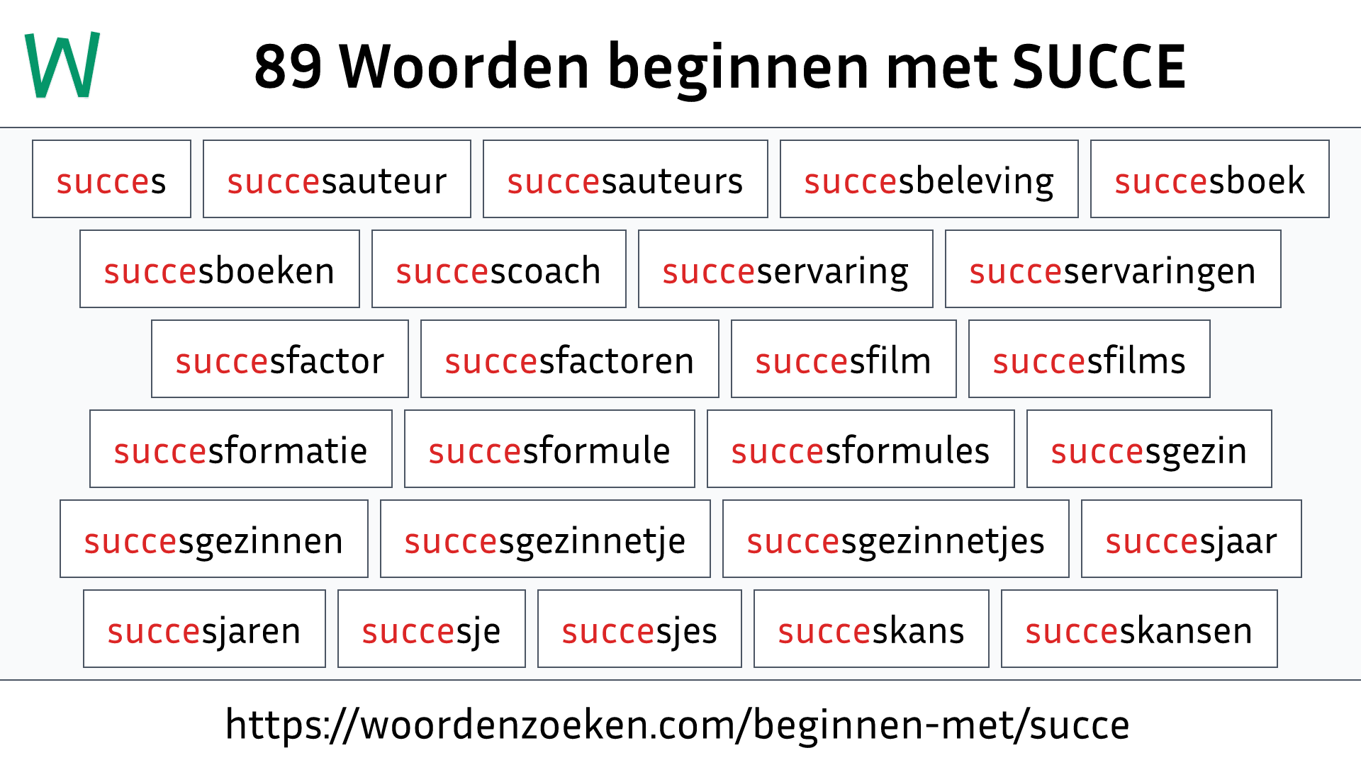 Woorden beginnen met SUCCE