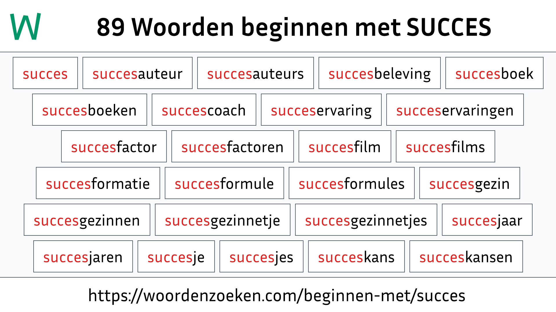 Woorden beginnen met SUCCES