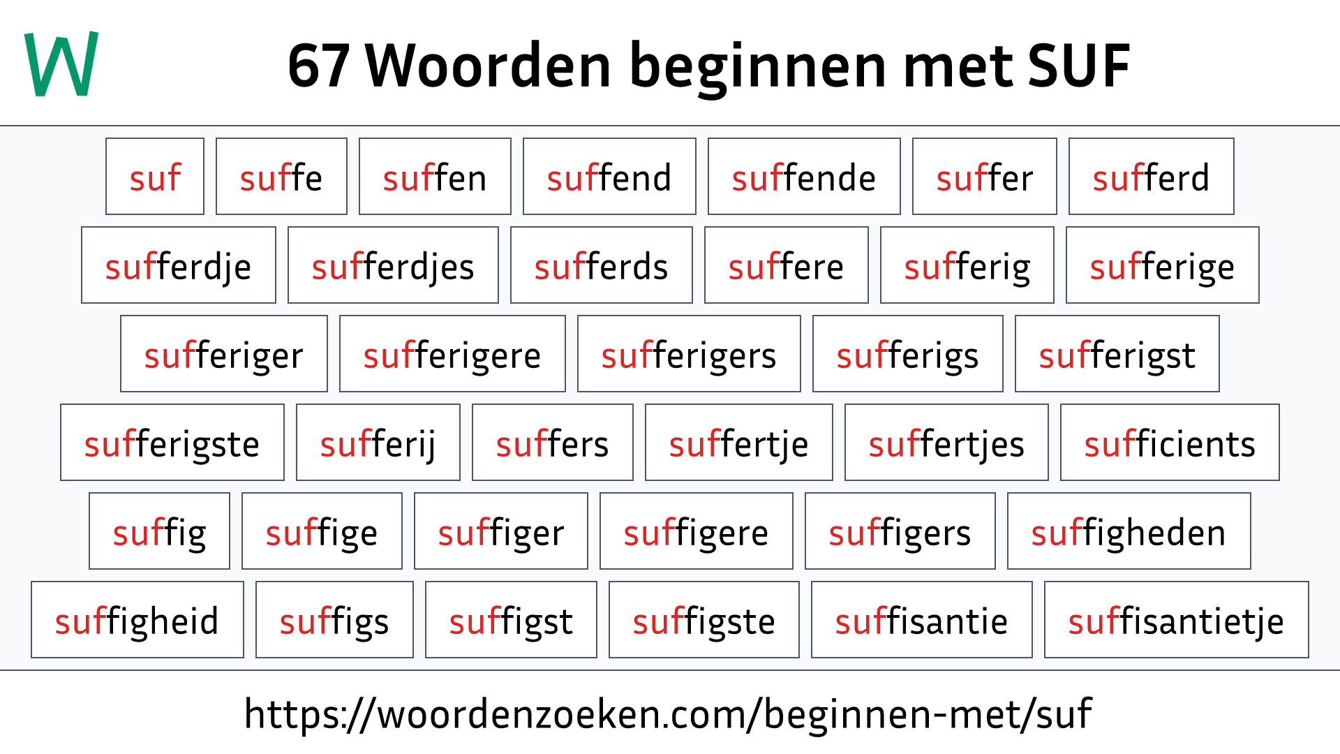 Woorden beginnen met SUF