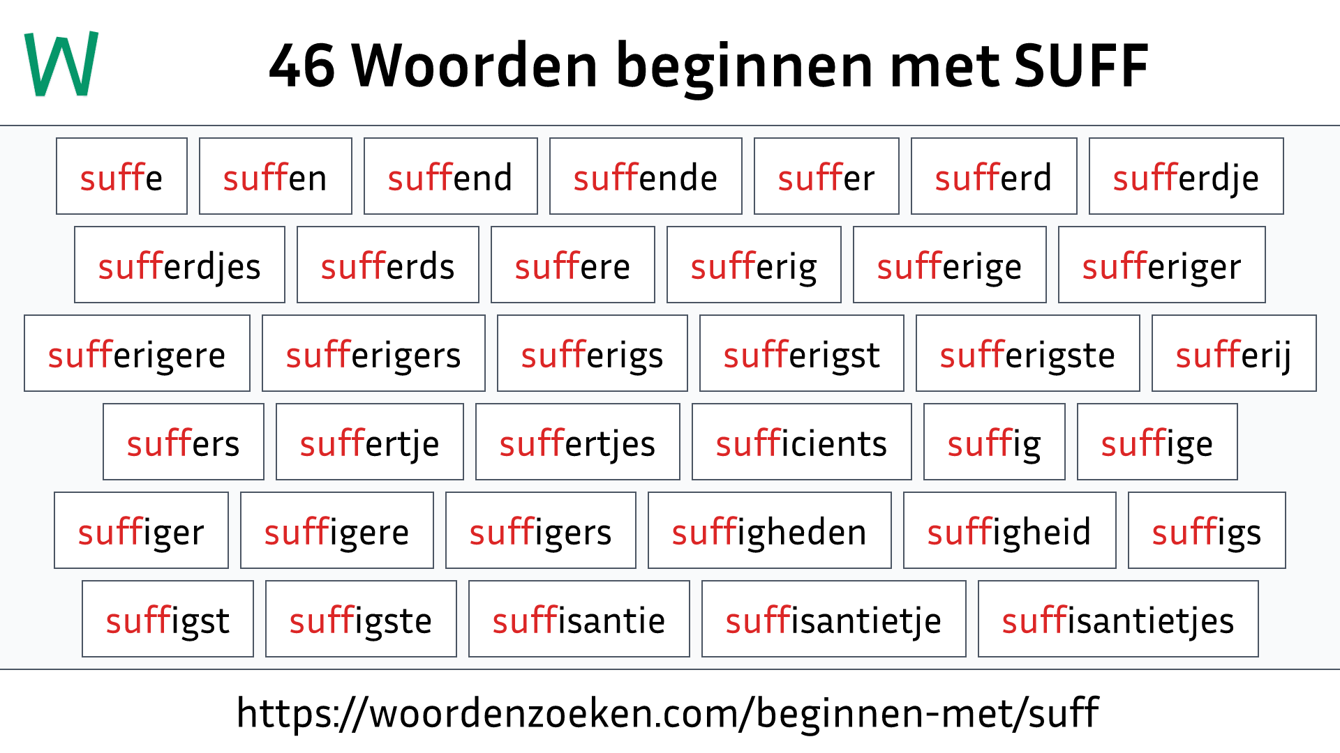 Woorden beginnen met SUFF