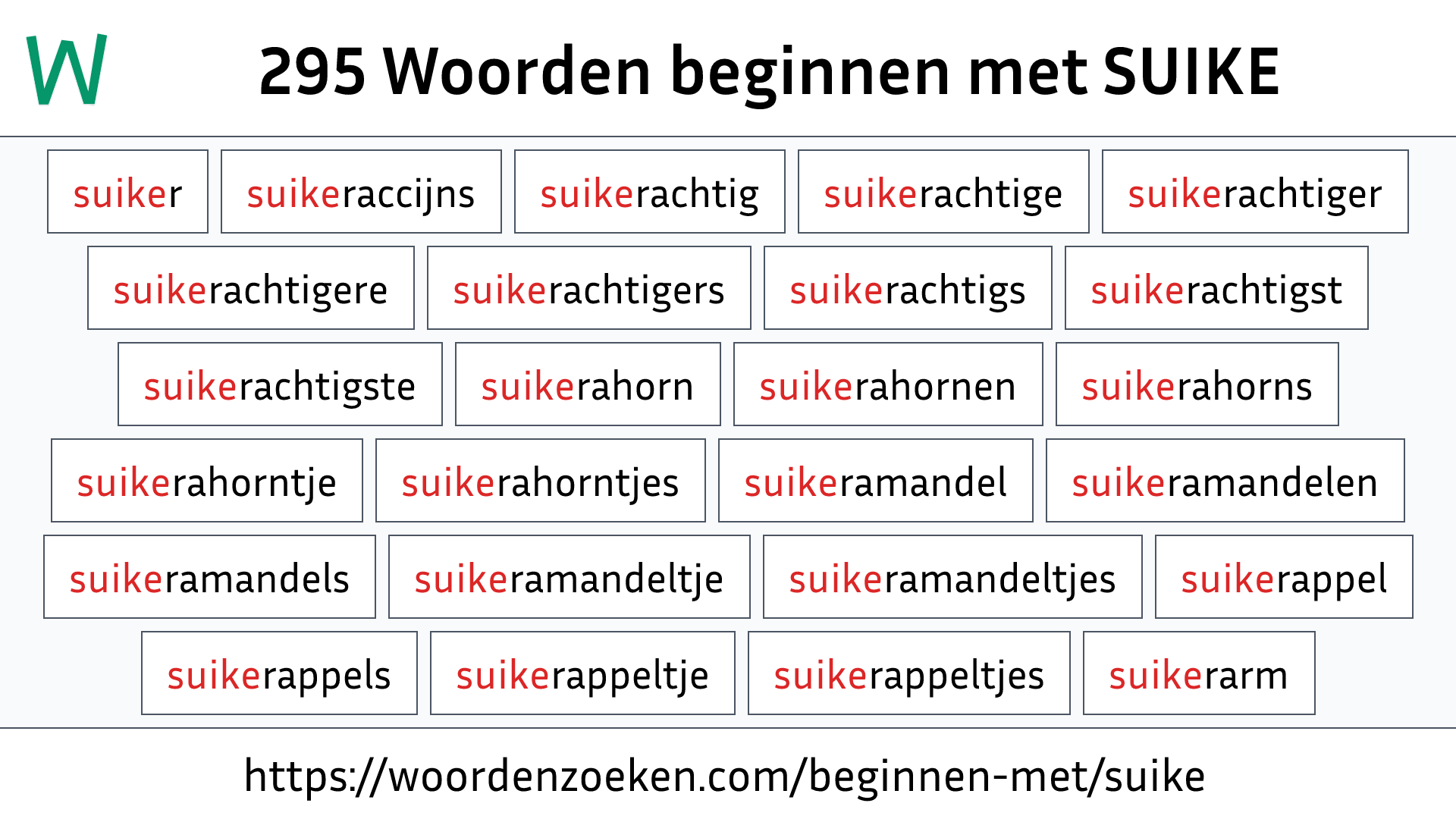 Woorden beginnen met SUIKE