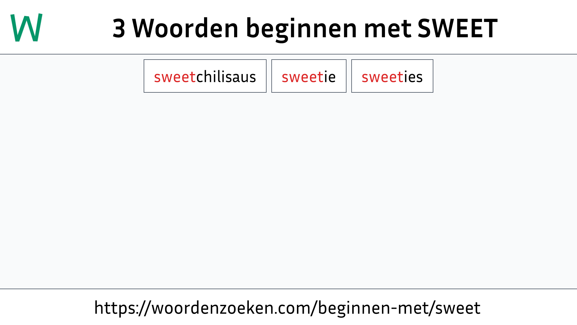 Woorden beginnen met SWEET