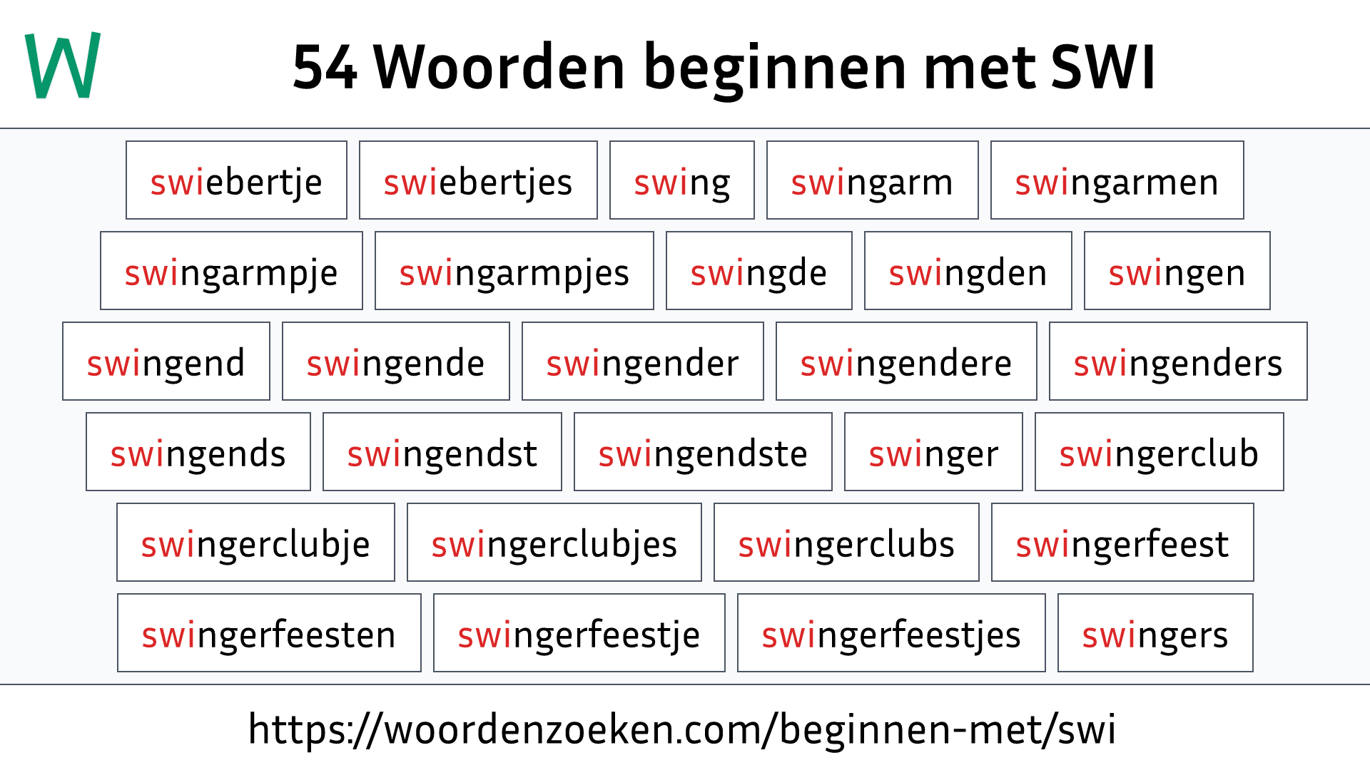 Woorden beginnen met SWI