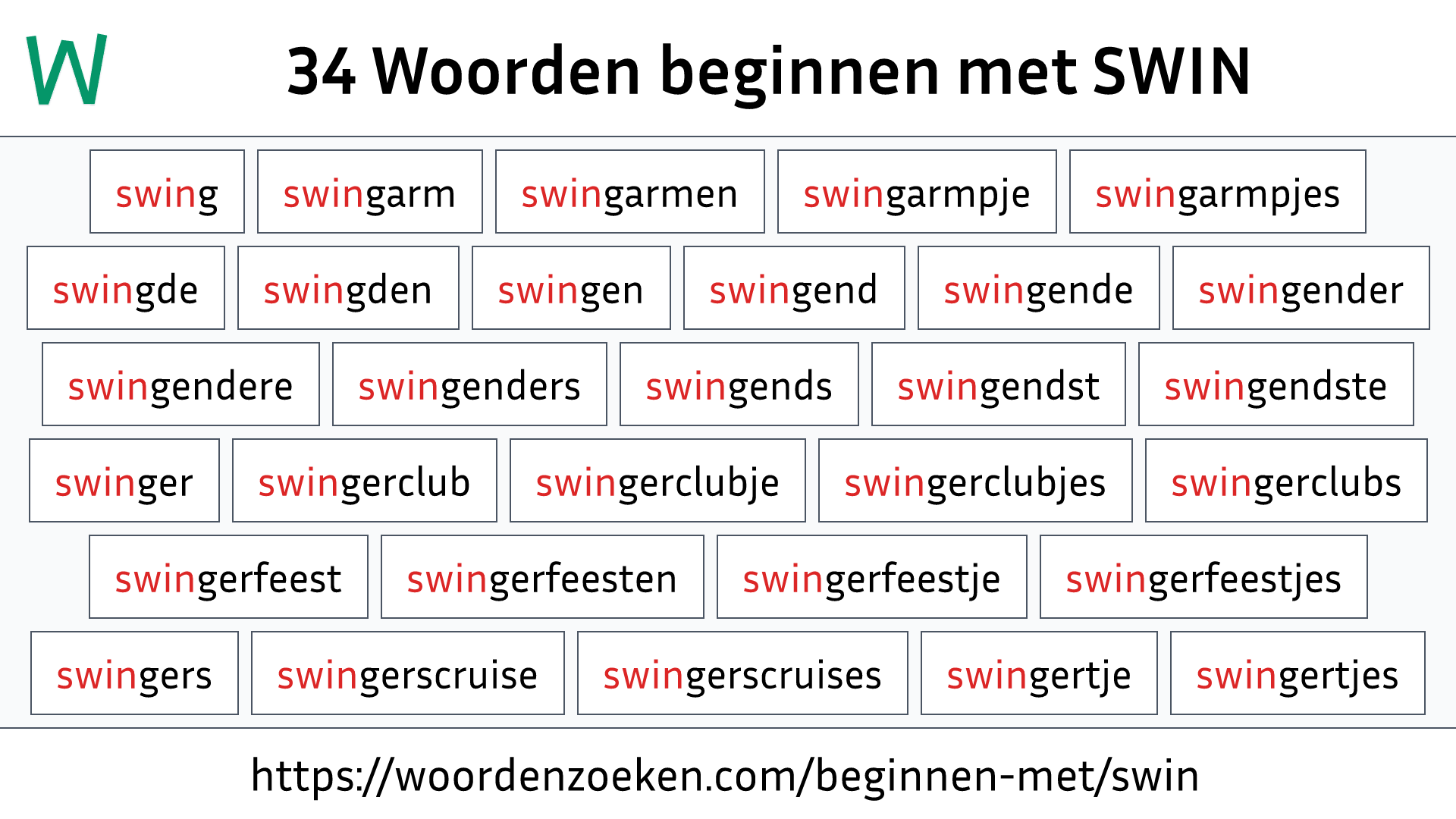 Woorden beginnen met SWIN