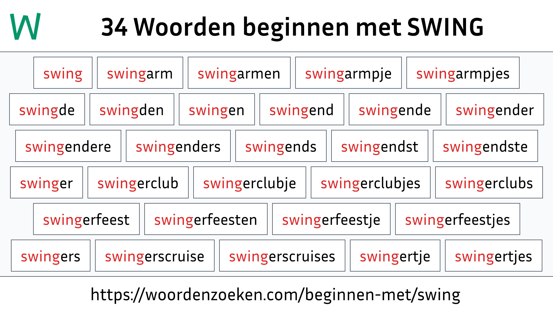 Woorden beginnen met SWING