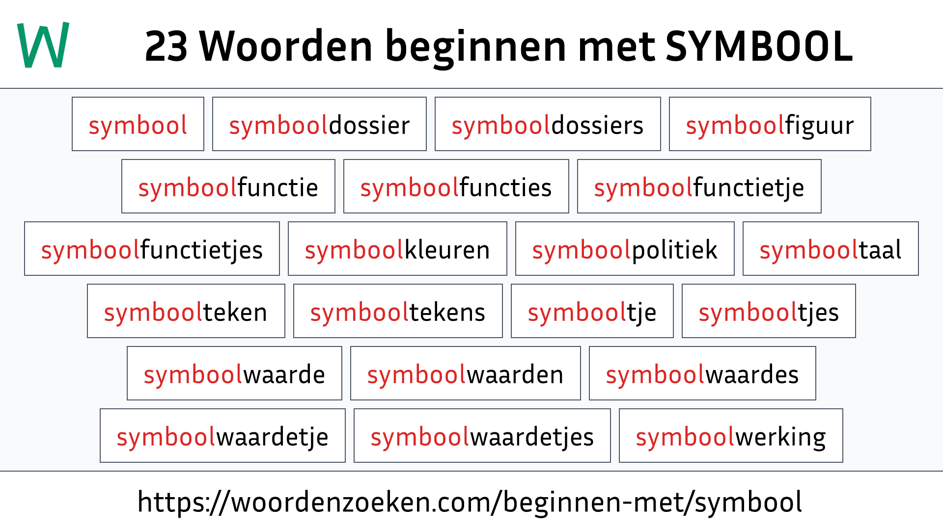 Woorden beginnen met SYMBOOL