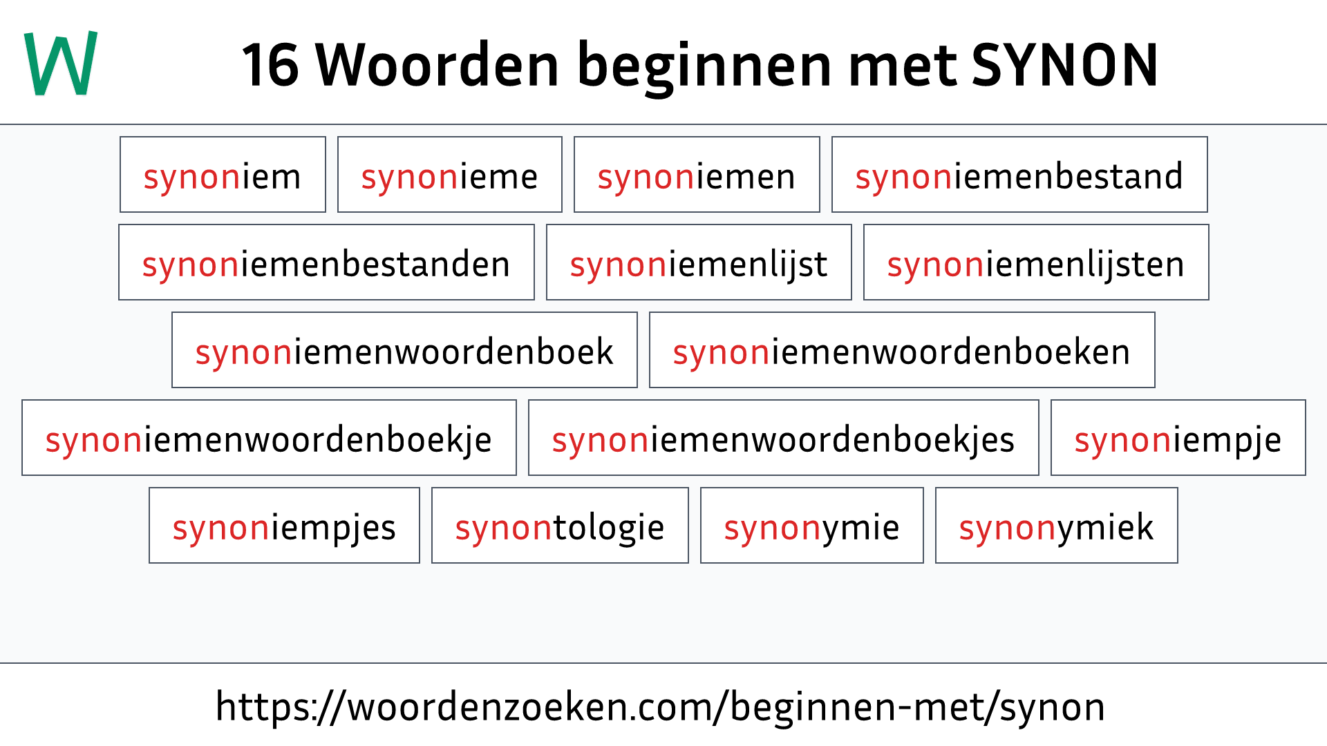 Woorden beginnen met SYNON