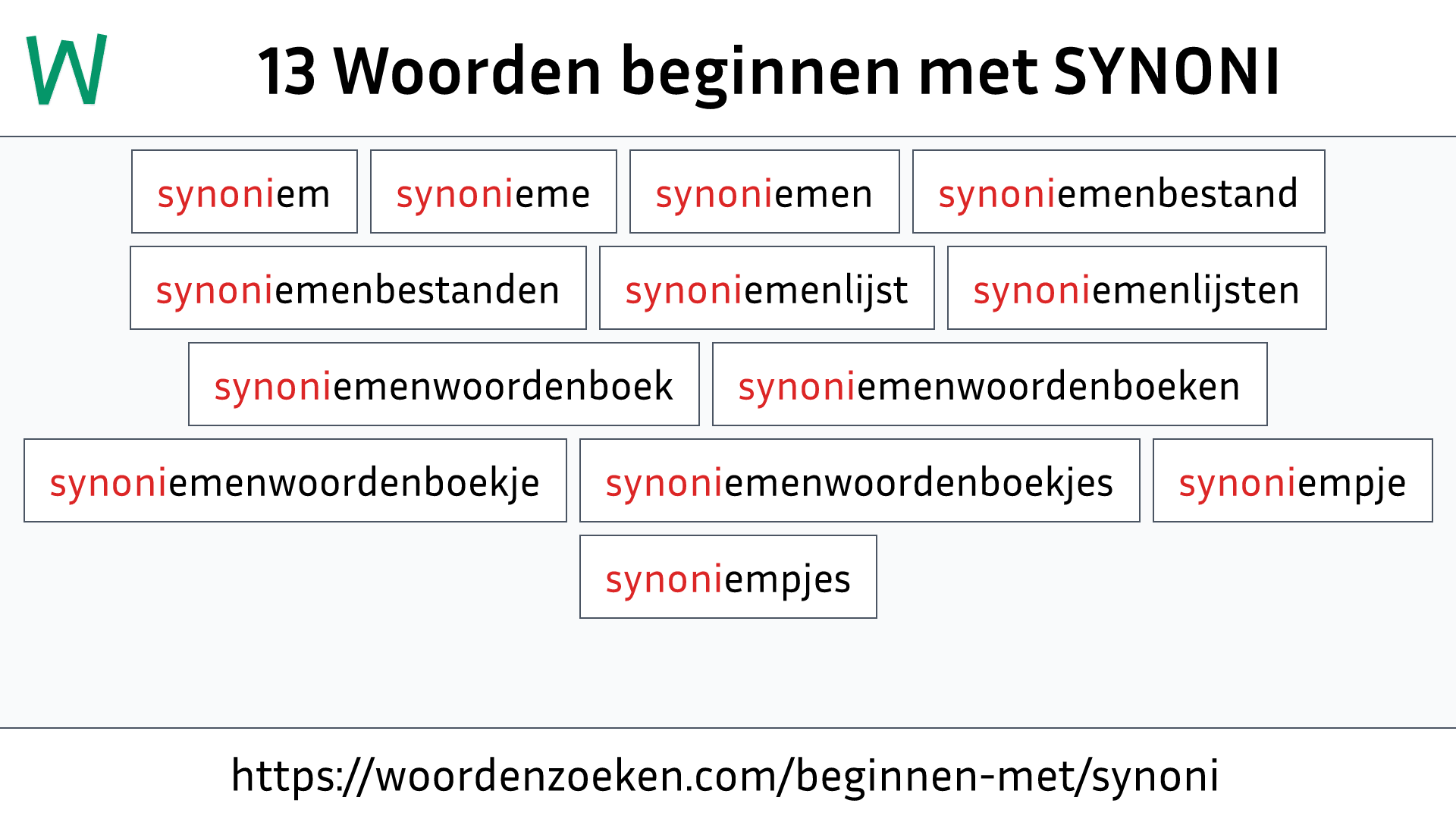 Woorden beginnen met SYNONI