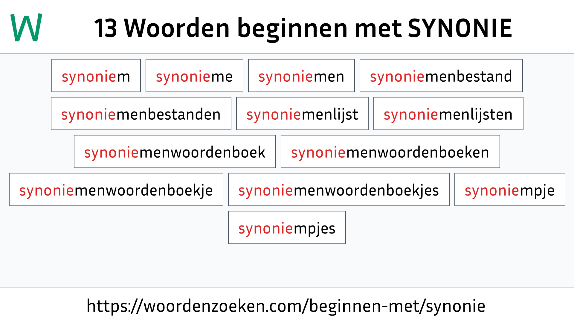 Woorden beginnen met SYNONIE