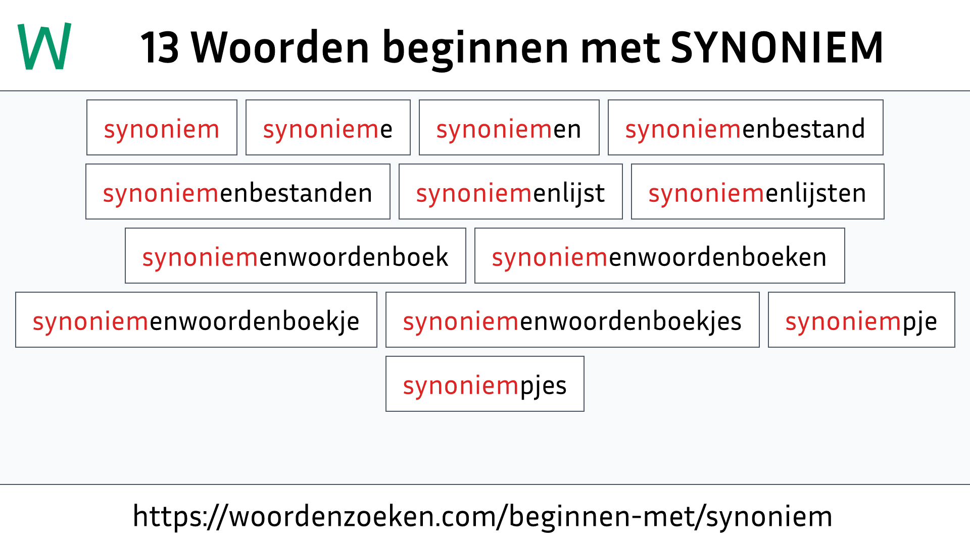 Woorden beginnen met SYNONIEM