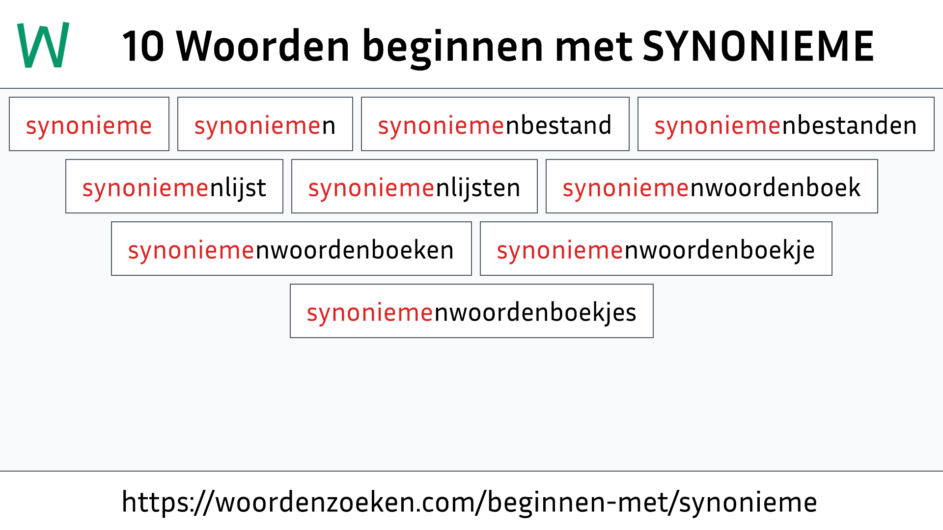 Woorden beginnen met SYNONIEME